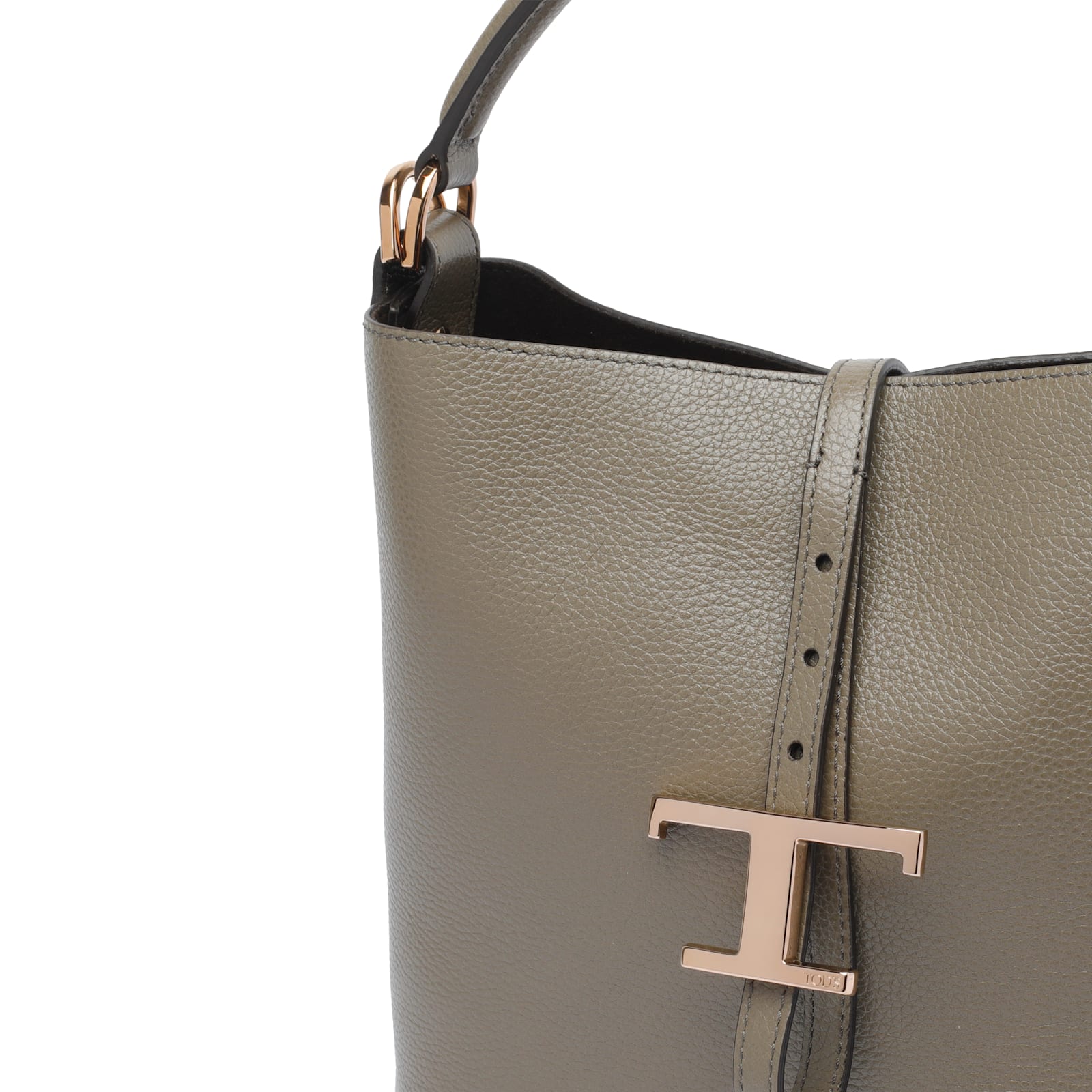 Tod's T-buckle Leather Shoulder Bag In Gray
