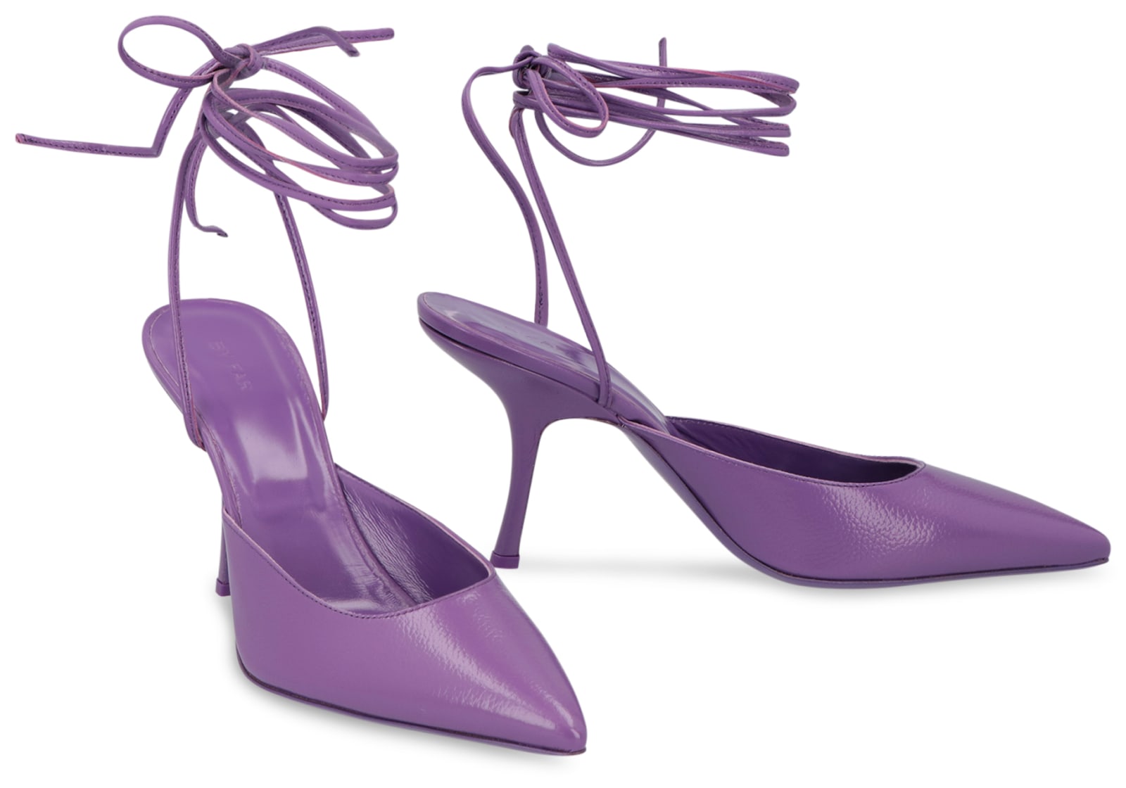 Shop By Far Jen Leather Pointy-toe Pumps In Purple