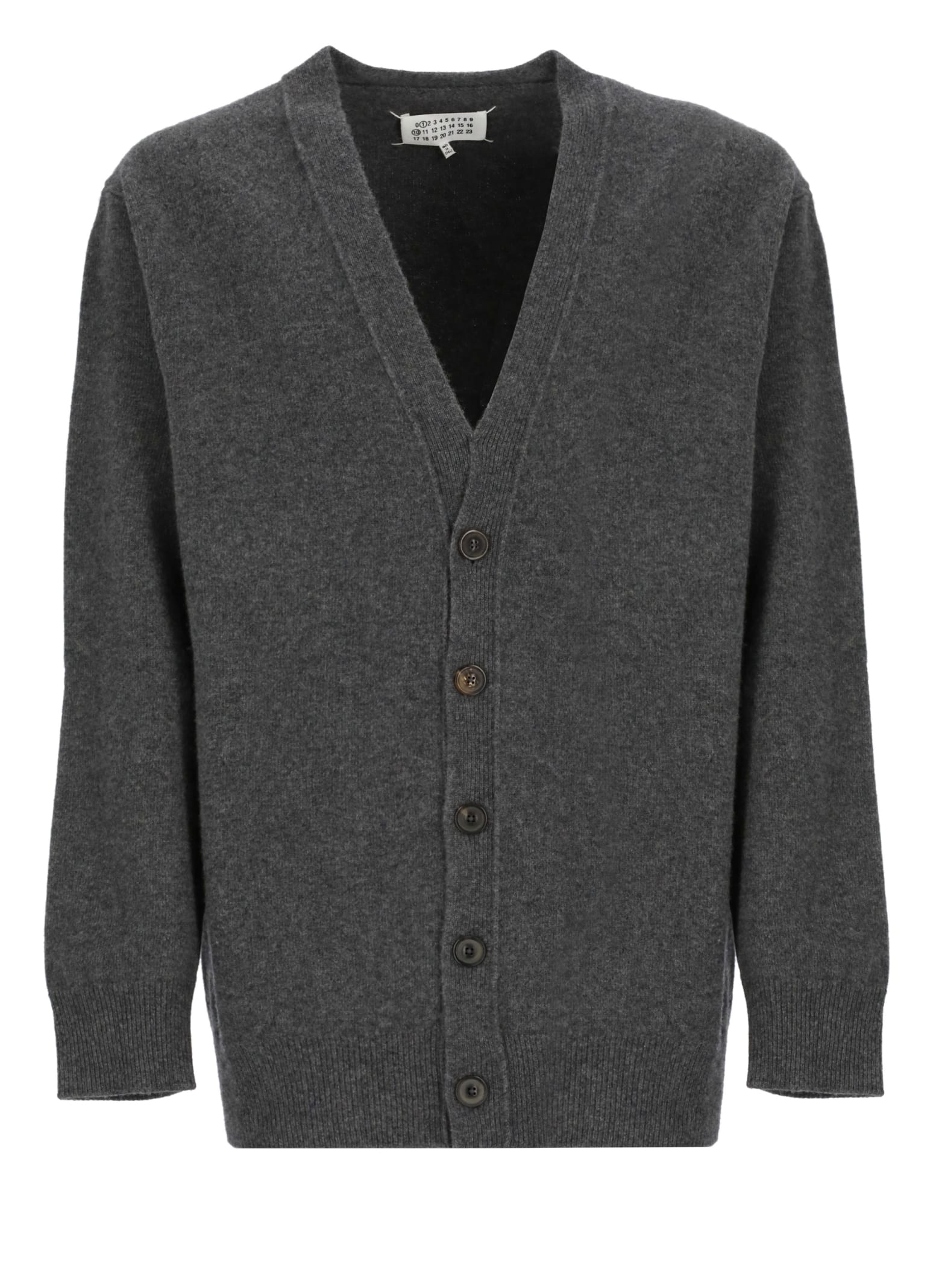 Shop Maison Margiela Wool Cardigan In Grey