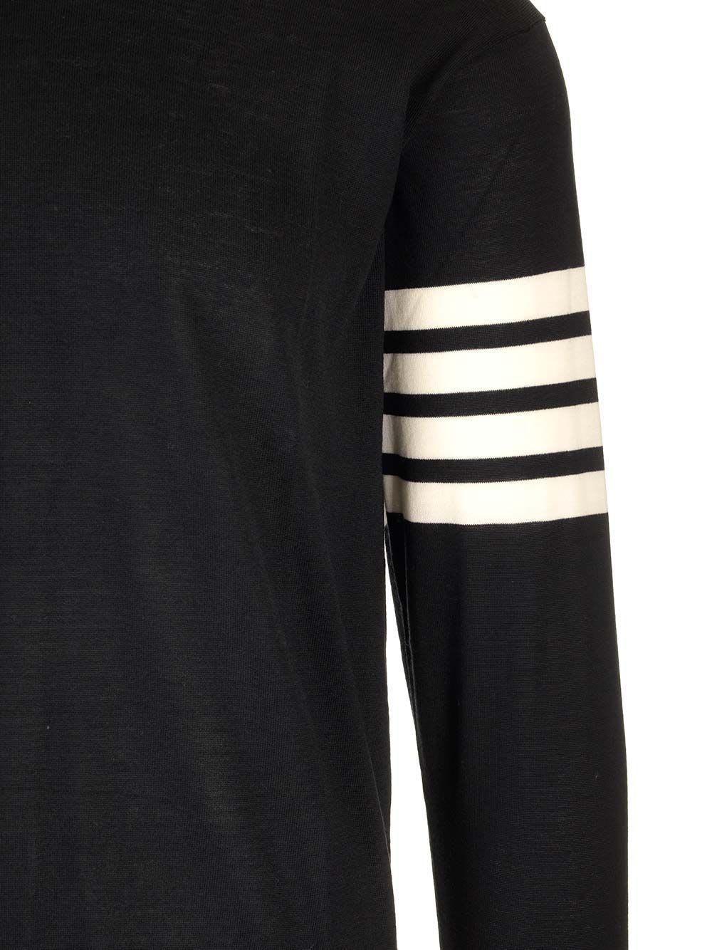 Shop Thom Browne Black Merino Wool Sweater