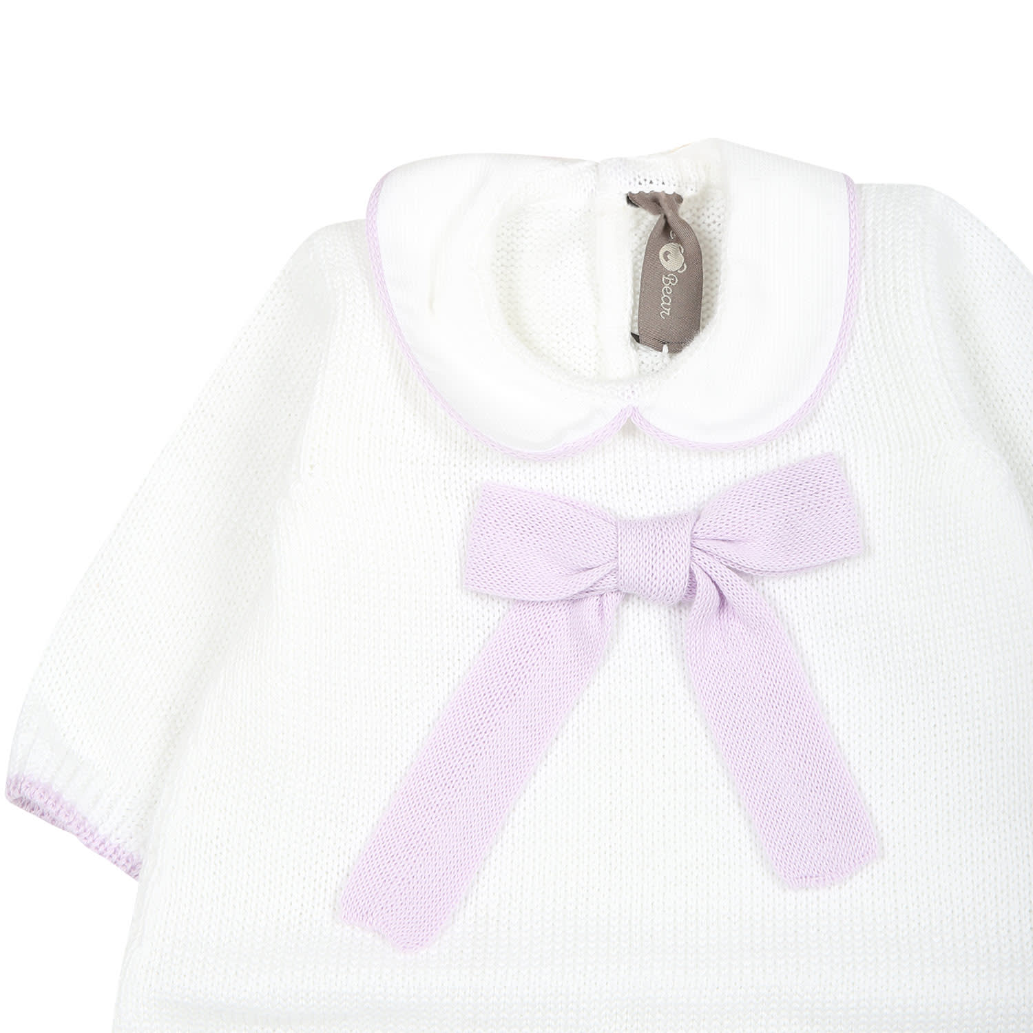 Shop Little Bear White Babygrow For Baby Girl With Bow