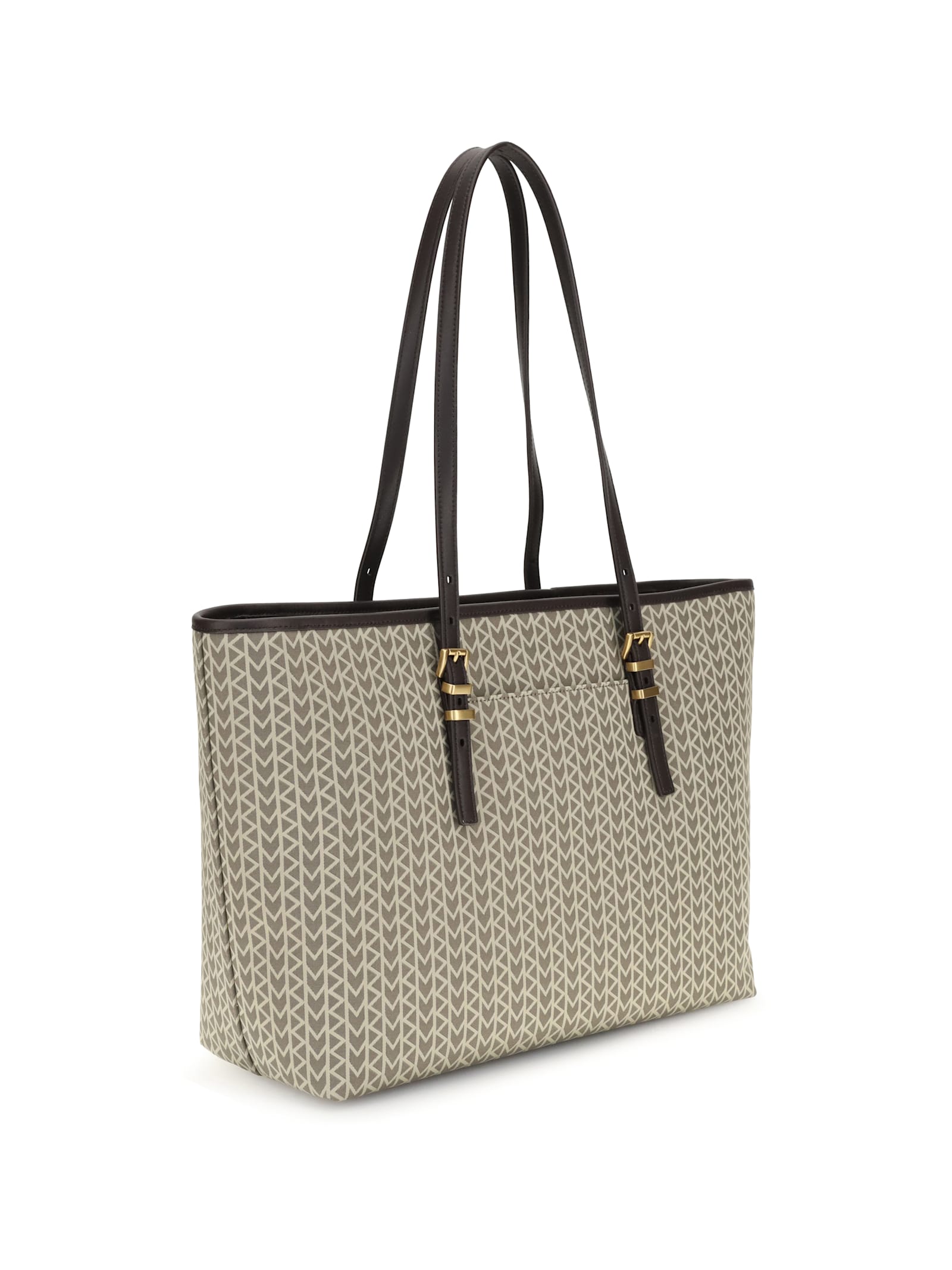 Michael Kors Quinn Large Jacquard Logo Tote Bag In Brown