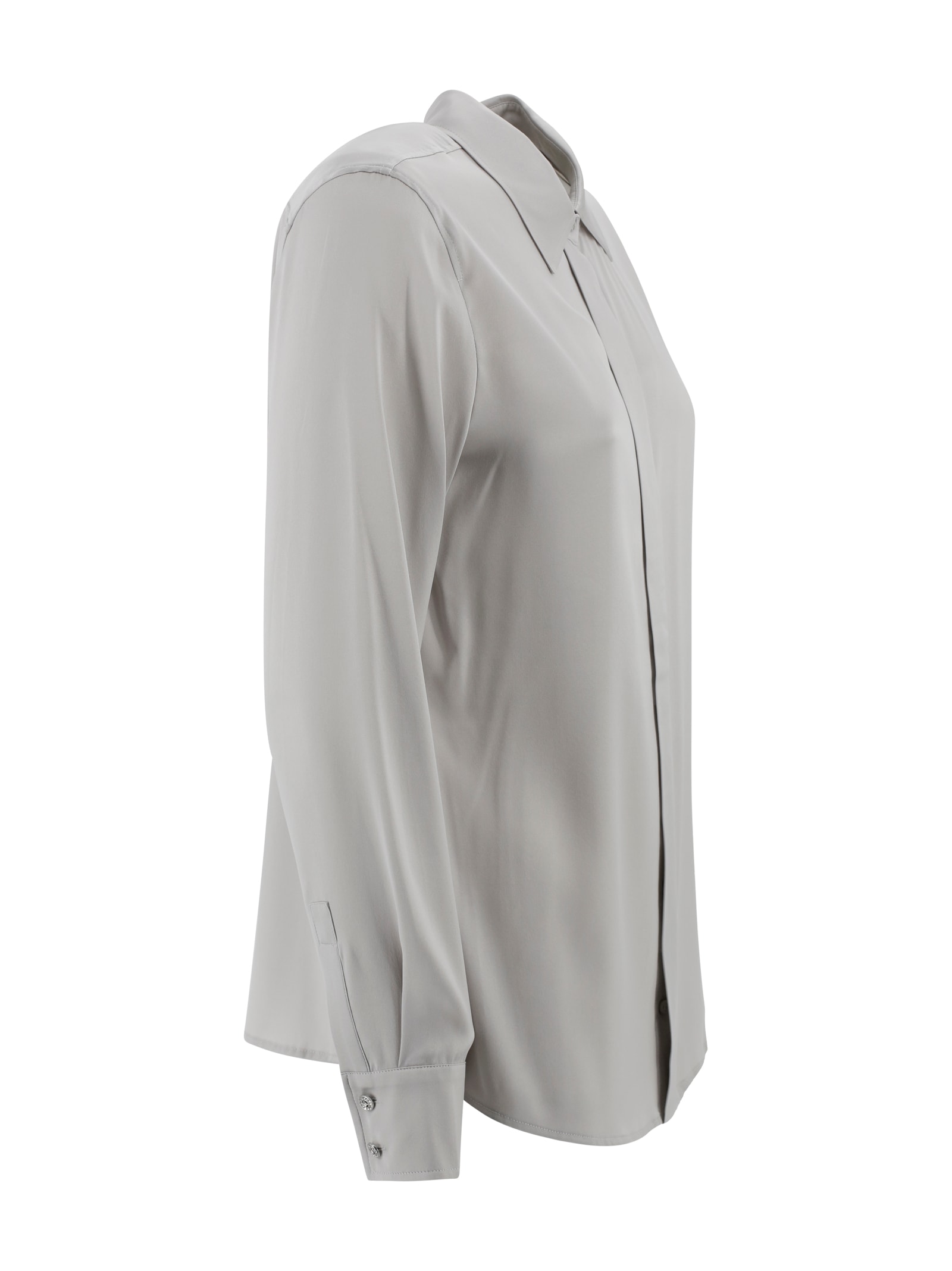 Max Mara Classic Silk Satin Shirt In Gray