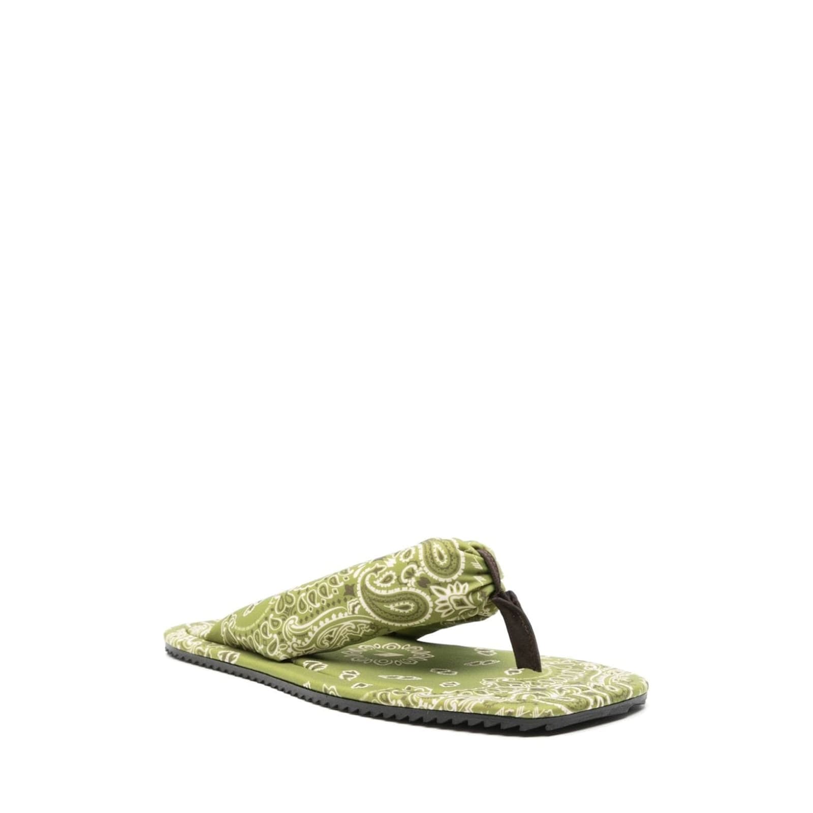 Attico Indie Bandana Printed Thong Sandals In Green
