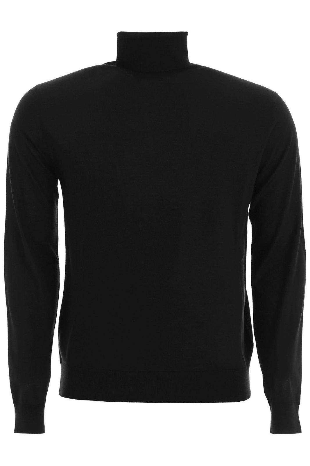 Shop Prada Turtleneck Knitted Pullover In Nero