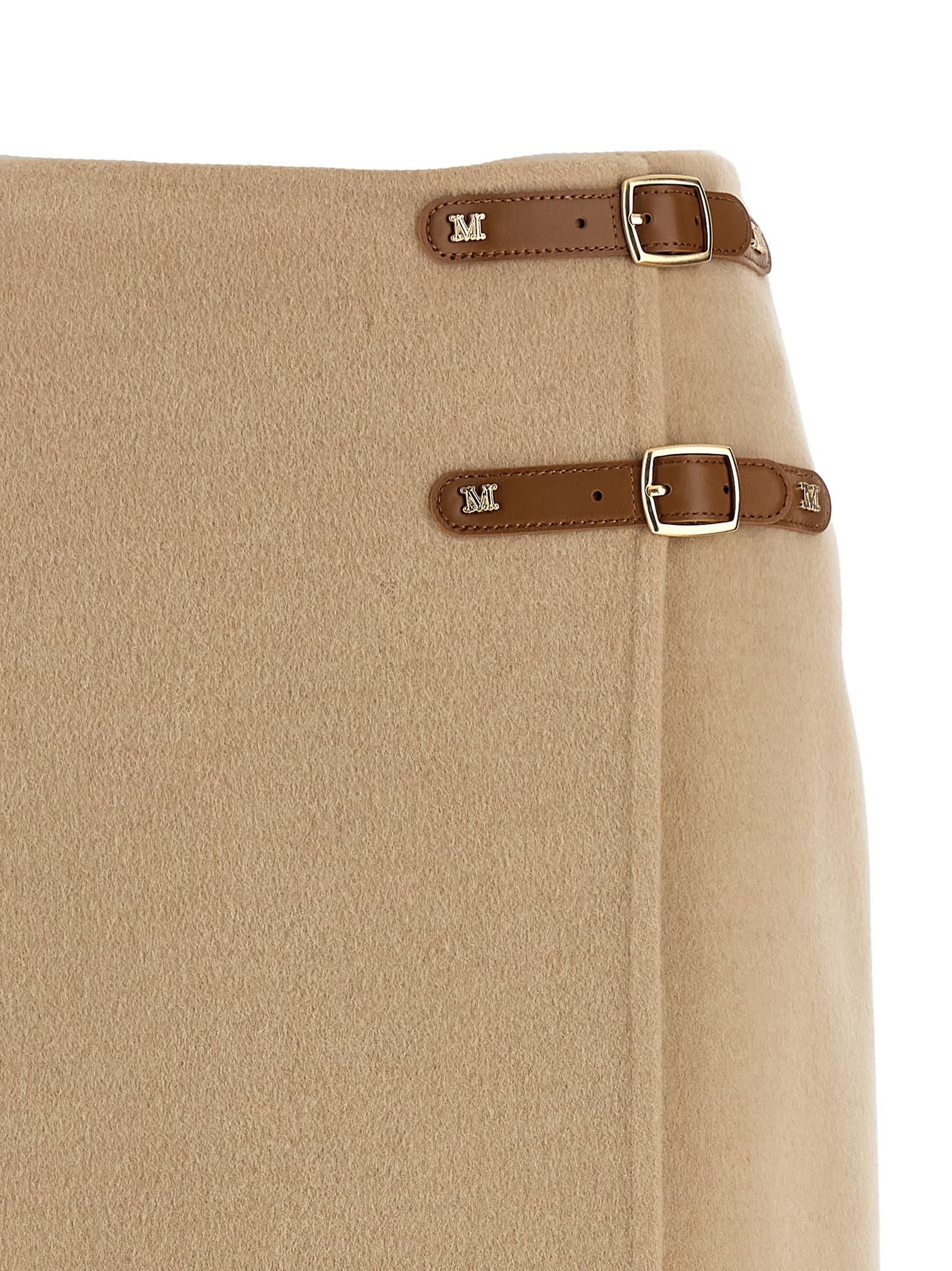 Max Mara Curzio Camel Midi Skirt In Nude