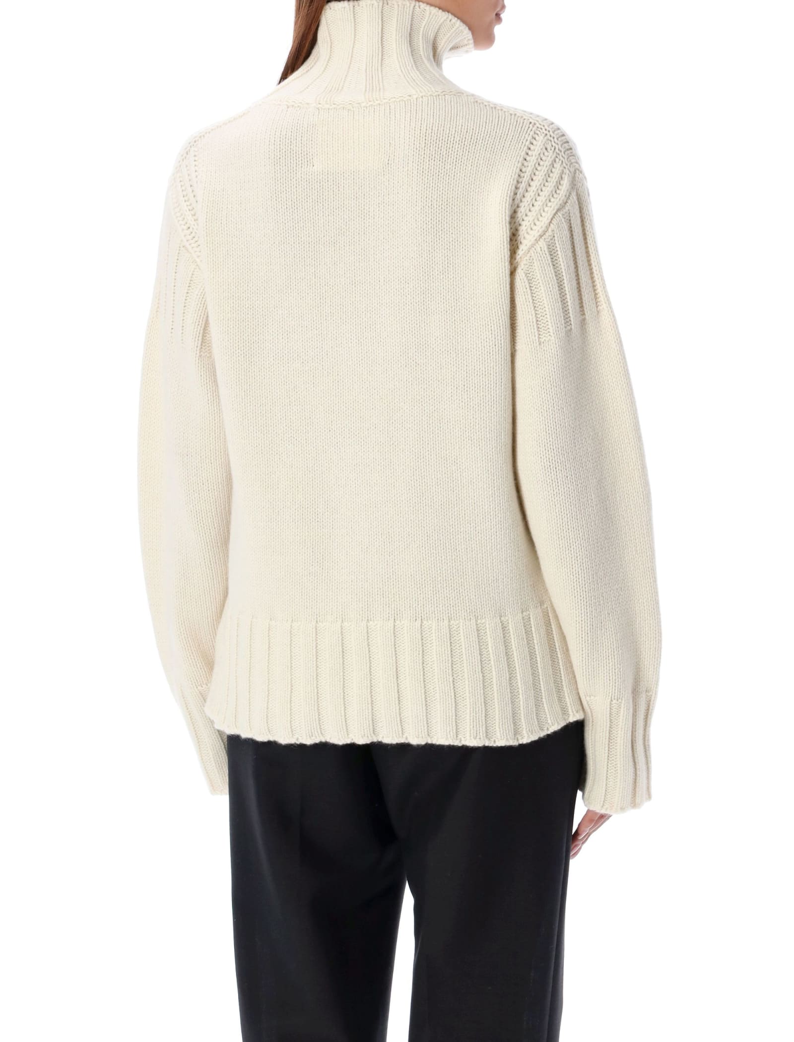 Shop Jil Sander High Neck Cashmere In Natural