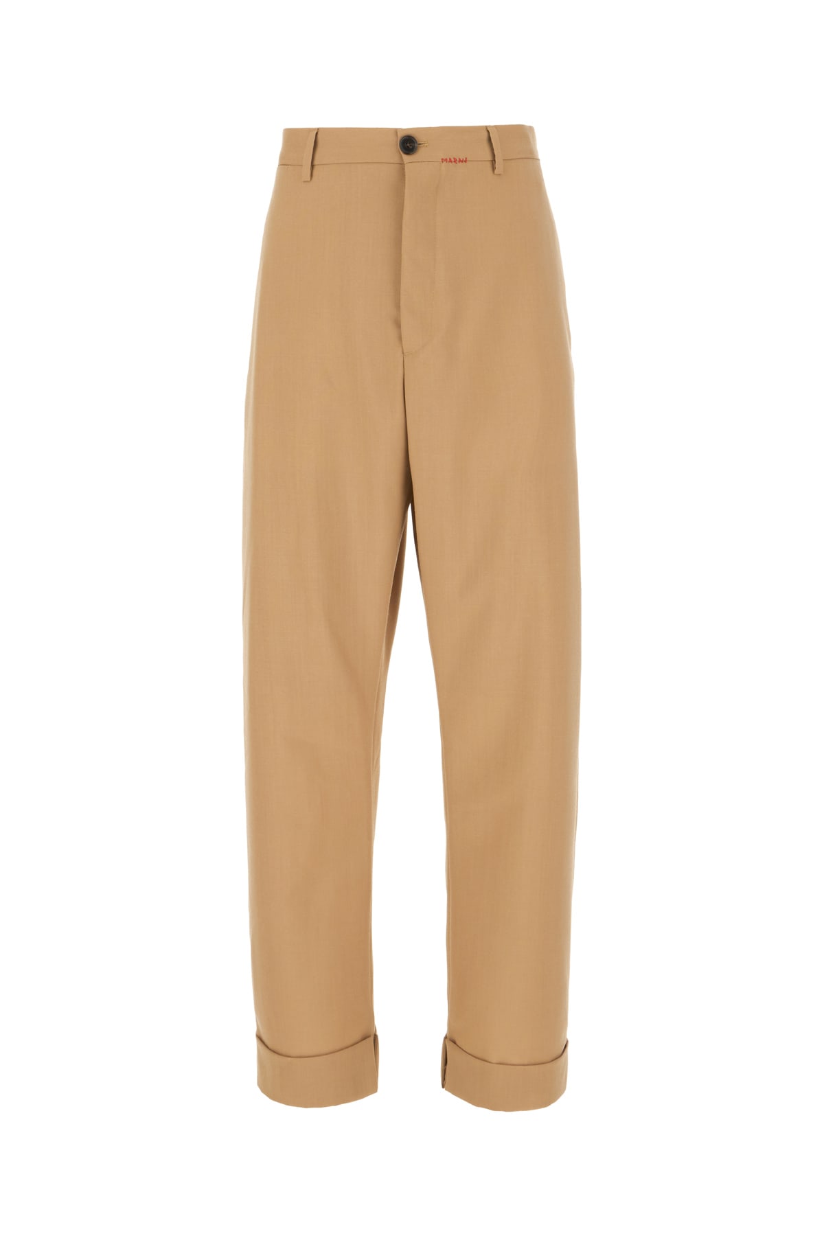 Marni Camel Wool Pants In Biscuit