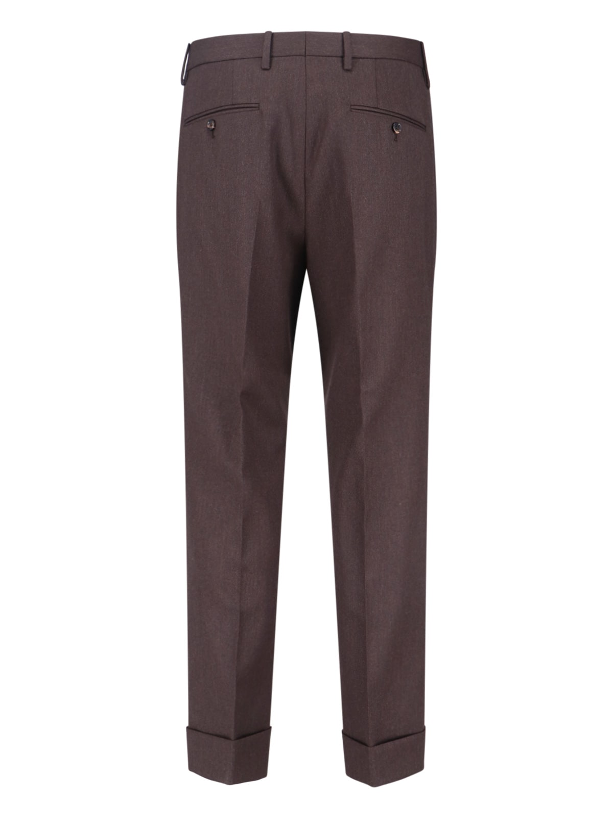 Burberry Straight Trousers With Cuffed Hem And Pockets In Blue