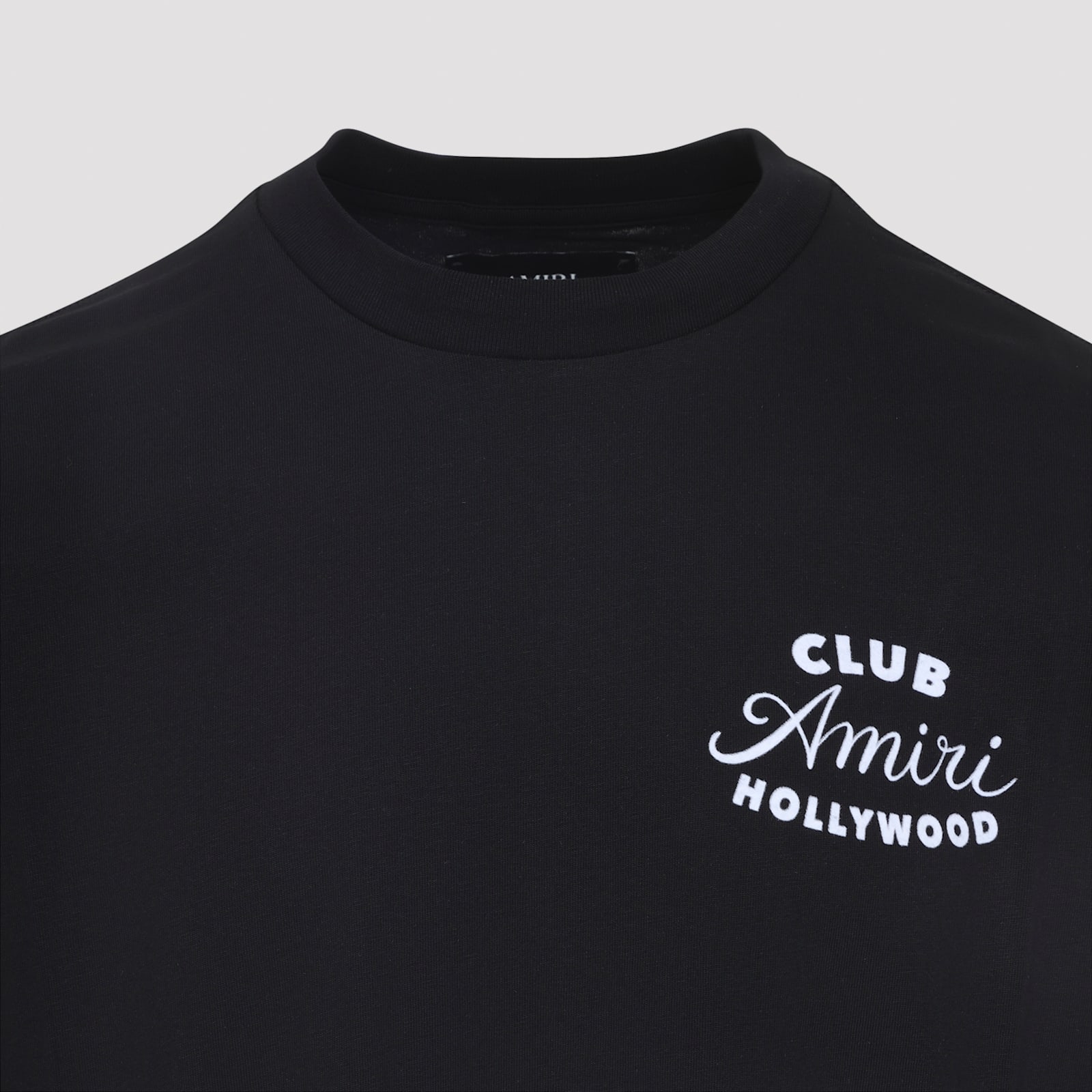 Amiri Black Crewneck T-shirt With Logo Lettering On The Front And Maxi Logo Print On The Rear In Cotton Ma In Black