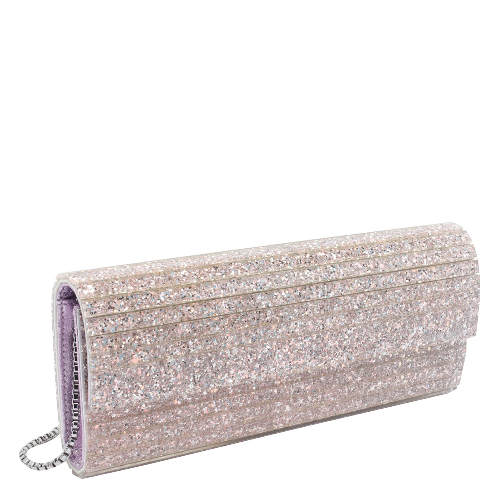 Jimmy Choo Glitter Rectangular Shoulder Bag With Removable Chain In Pink