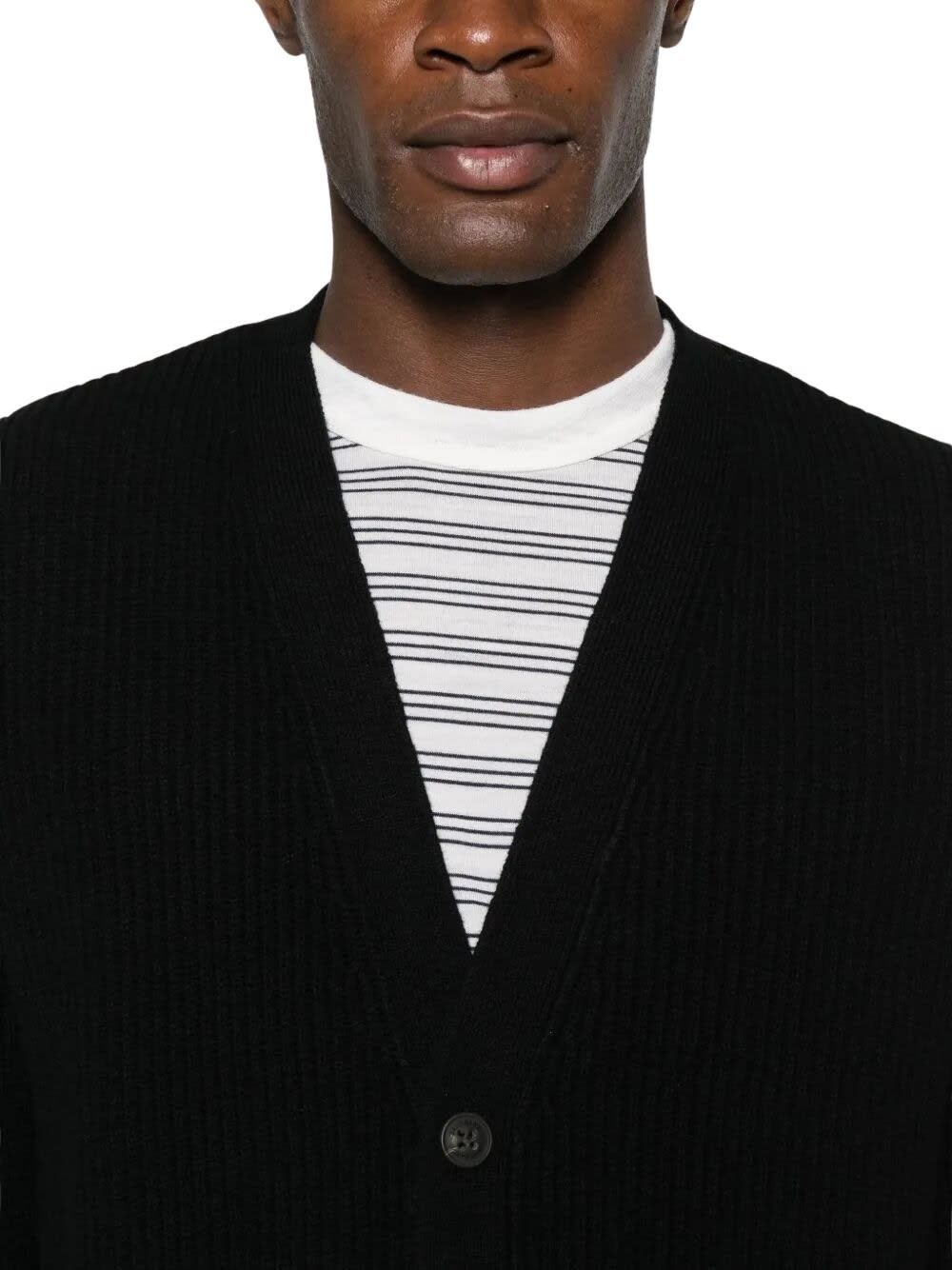 Mc2 Saint Barth Herrison Rib Wool In Black