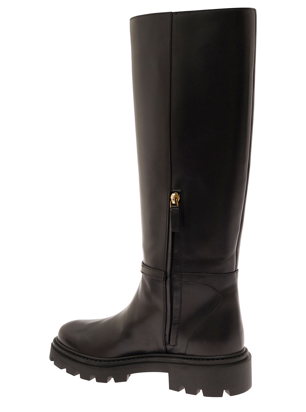 Tod's Black Knee Boots With Logo Detail And Chunky Platform In Leather Woman In Black