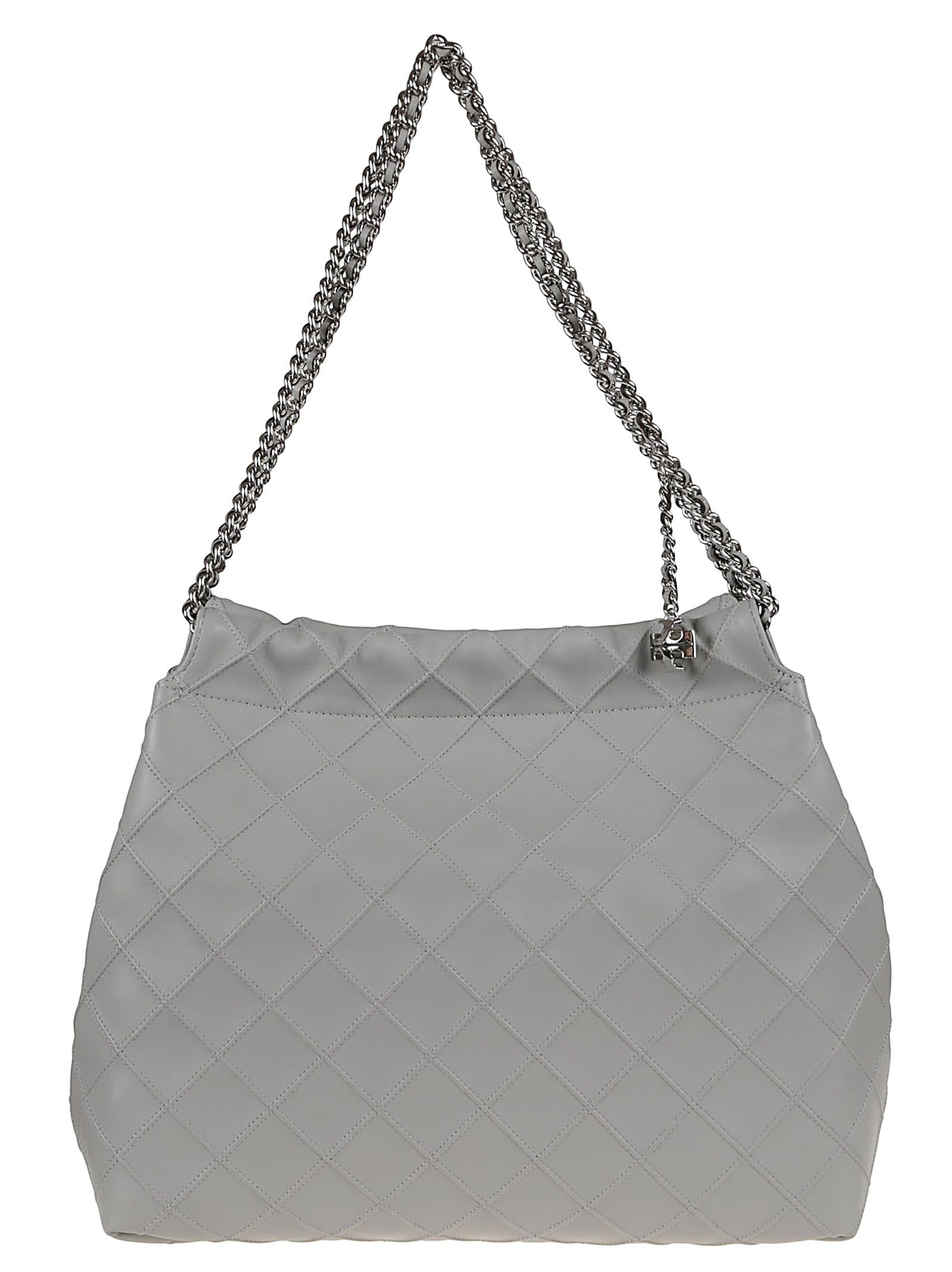 Tory Burch Quilted Lamb Leather Shoulder Bag With Chain Strap In Gray