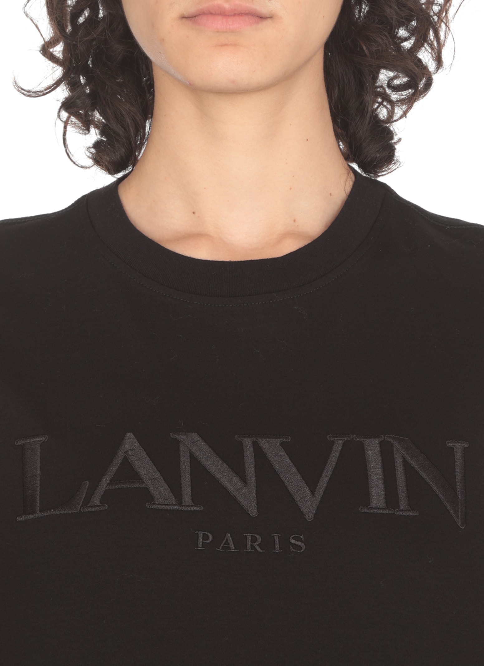 Shop Lanvin Cotton Logoed T-shirt In Black