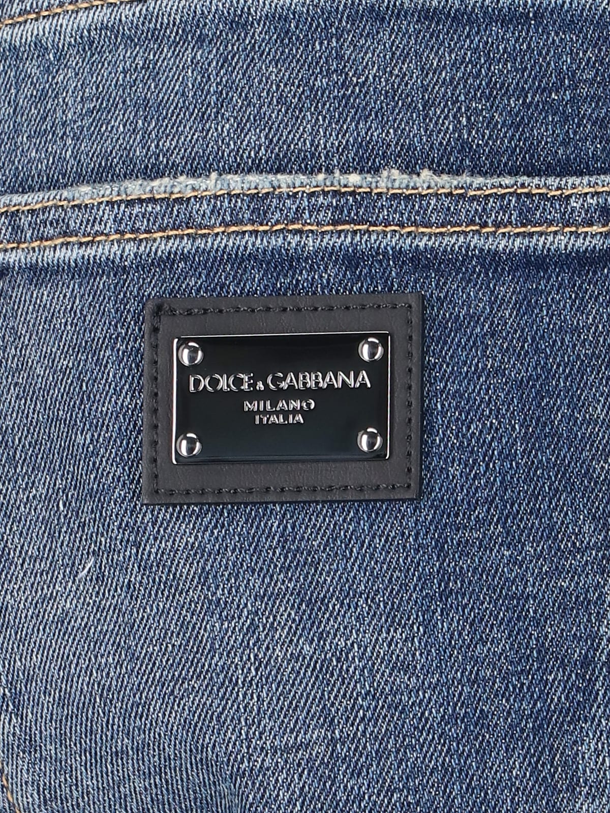 Shop Dolce & Gabbana Straight Jeans Usured Details In Blue
