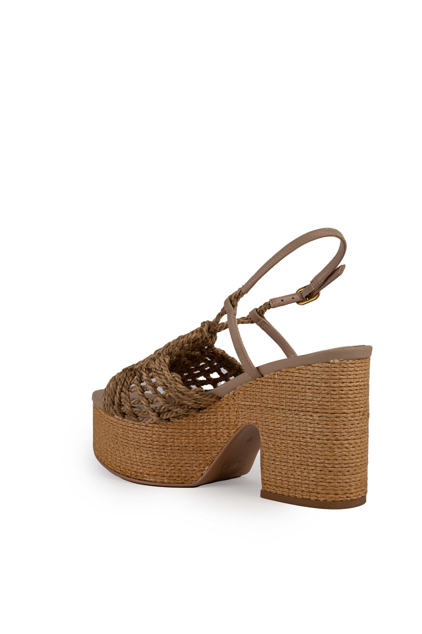 Twinset Straw Wedge Shoes In Naturale