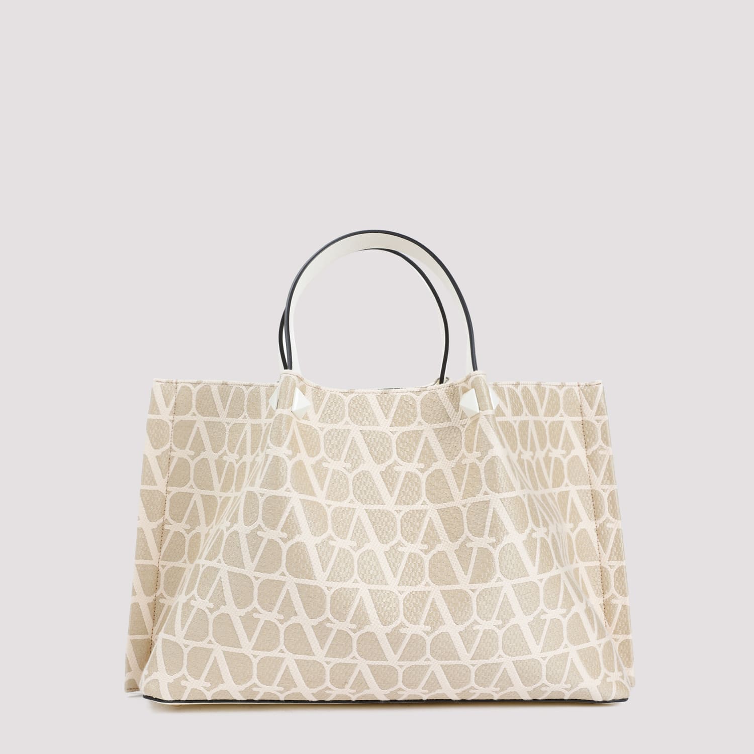 Shop Valentino Vlogo Medium Tote In Naturale Ivory