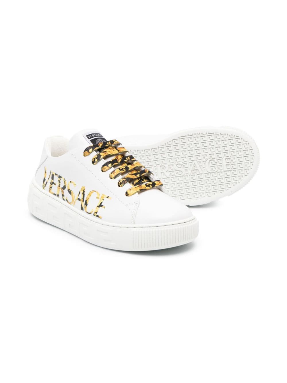 Shop Versace Sneakers Bianche In Pelle Bambina In Bianco