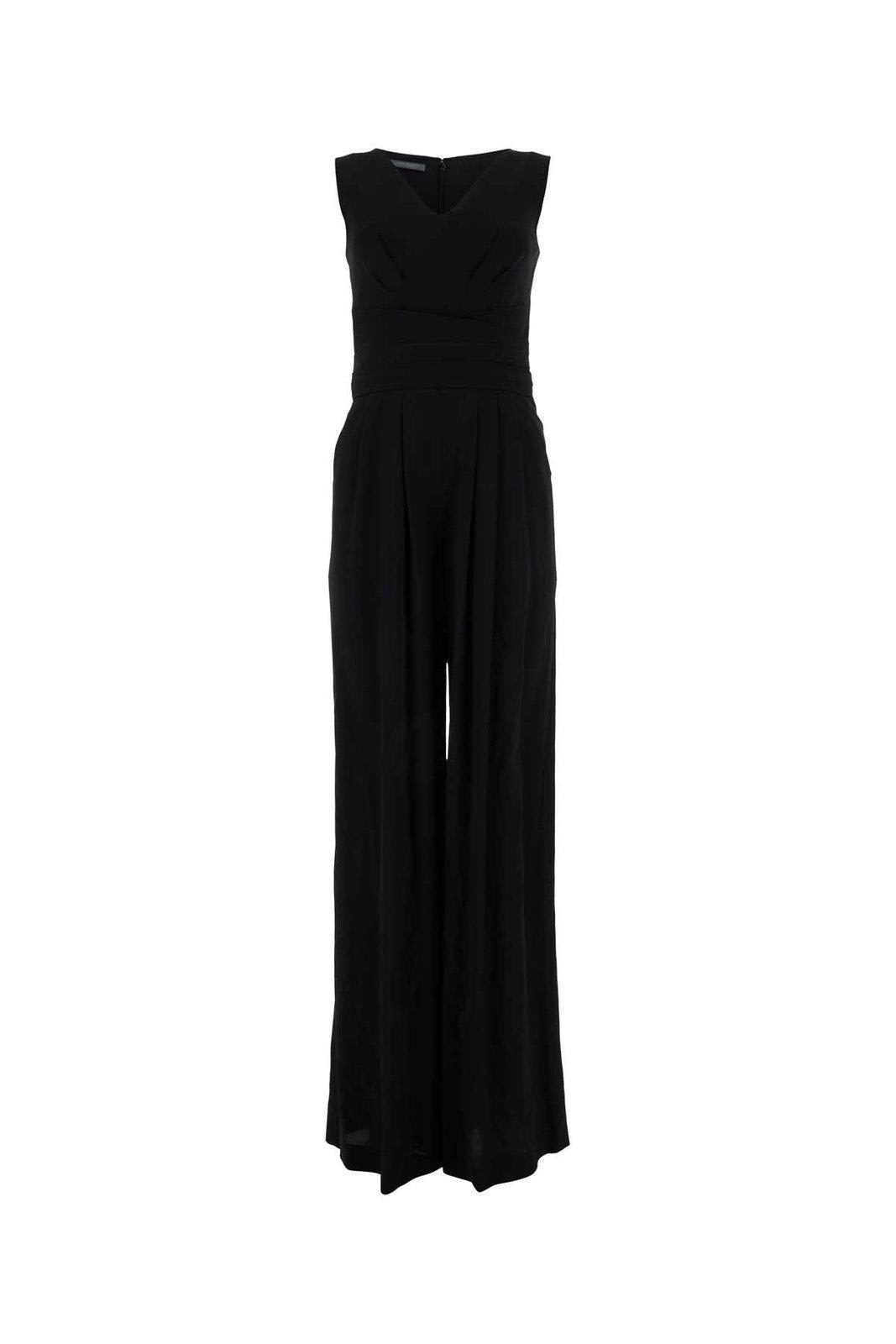 Shop Alberta Ferretti V-neck Long-length Sleeveless Dress In Black