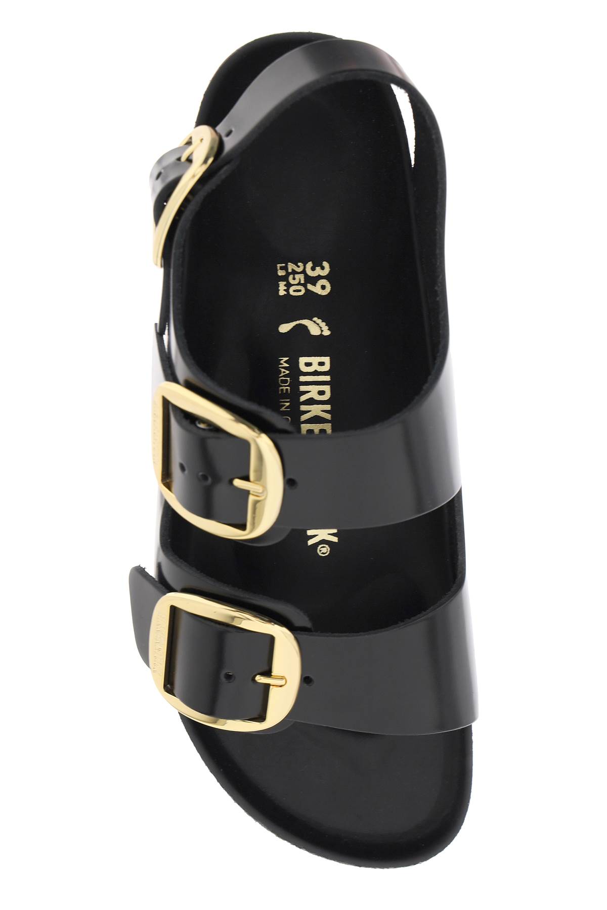Birkenstock Milano Big Buckle I Lacquered Leather Sandal Color Bla In Shine Black (black)