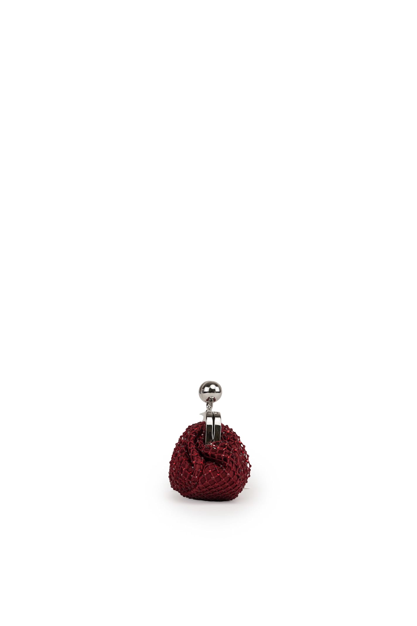 Shop Weekend Max Mara Pasticcino Nano Dilly Bag In Mesh And Rhinestones In Rubino