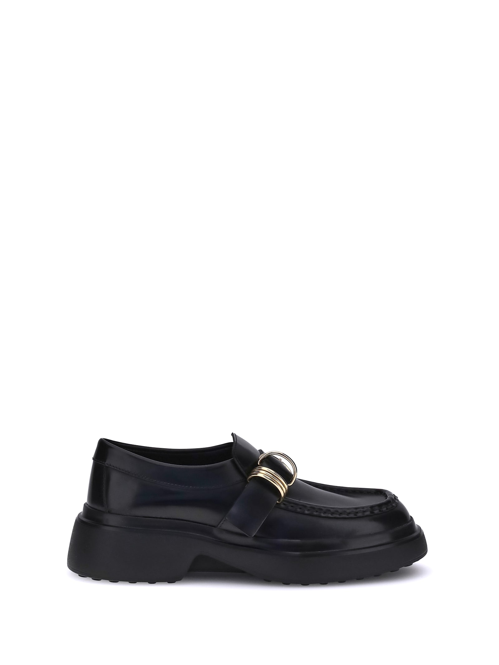 Tod's Rings Leather Loafers In Black