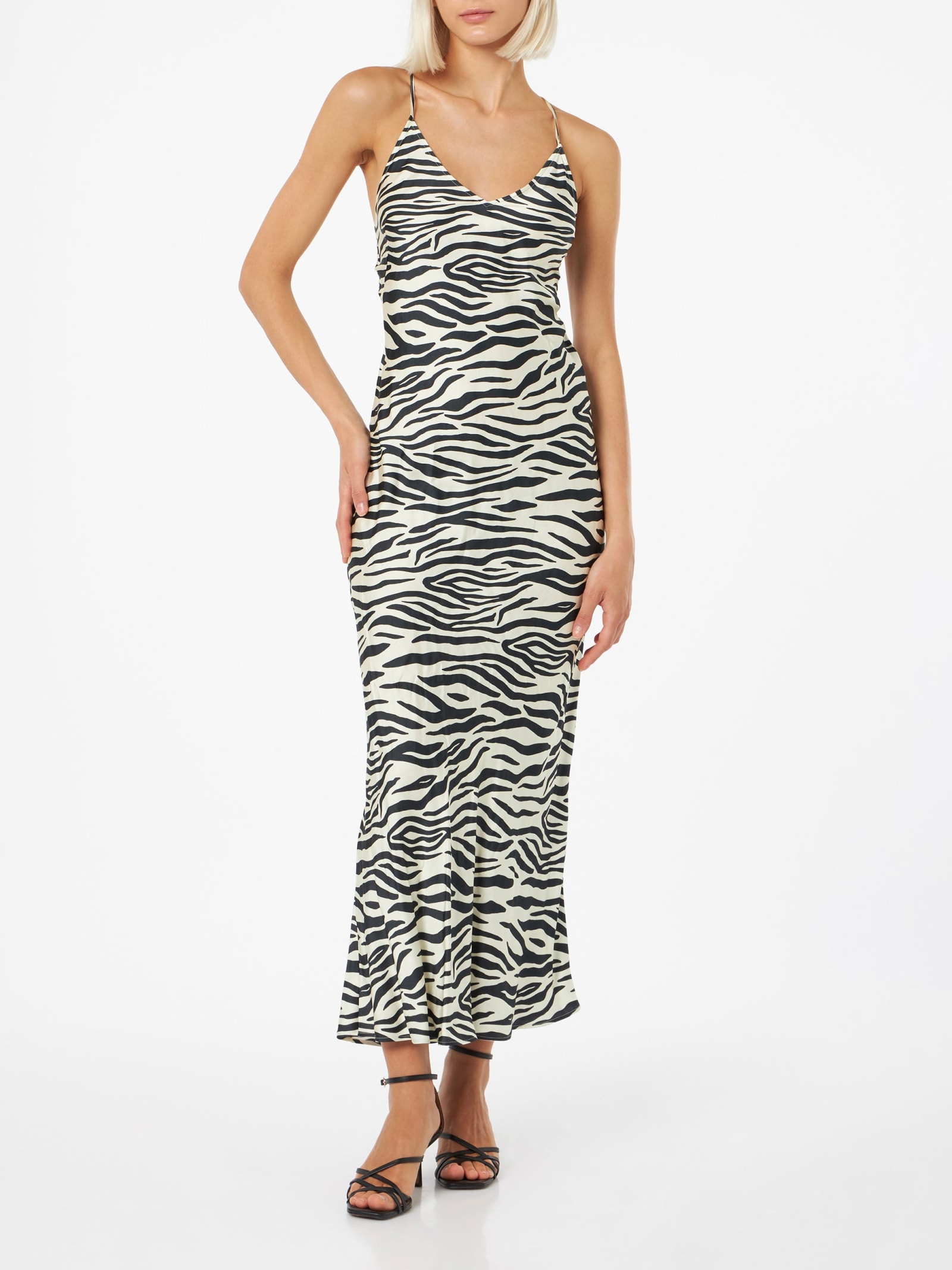 Mc2 Saint Barth Woman Satin Zebra Slip Dress Eydis In White