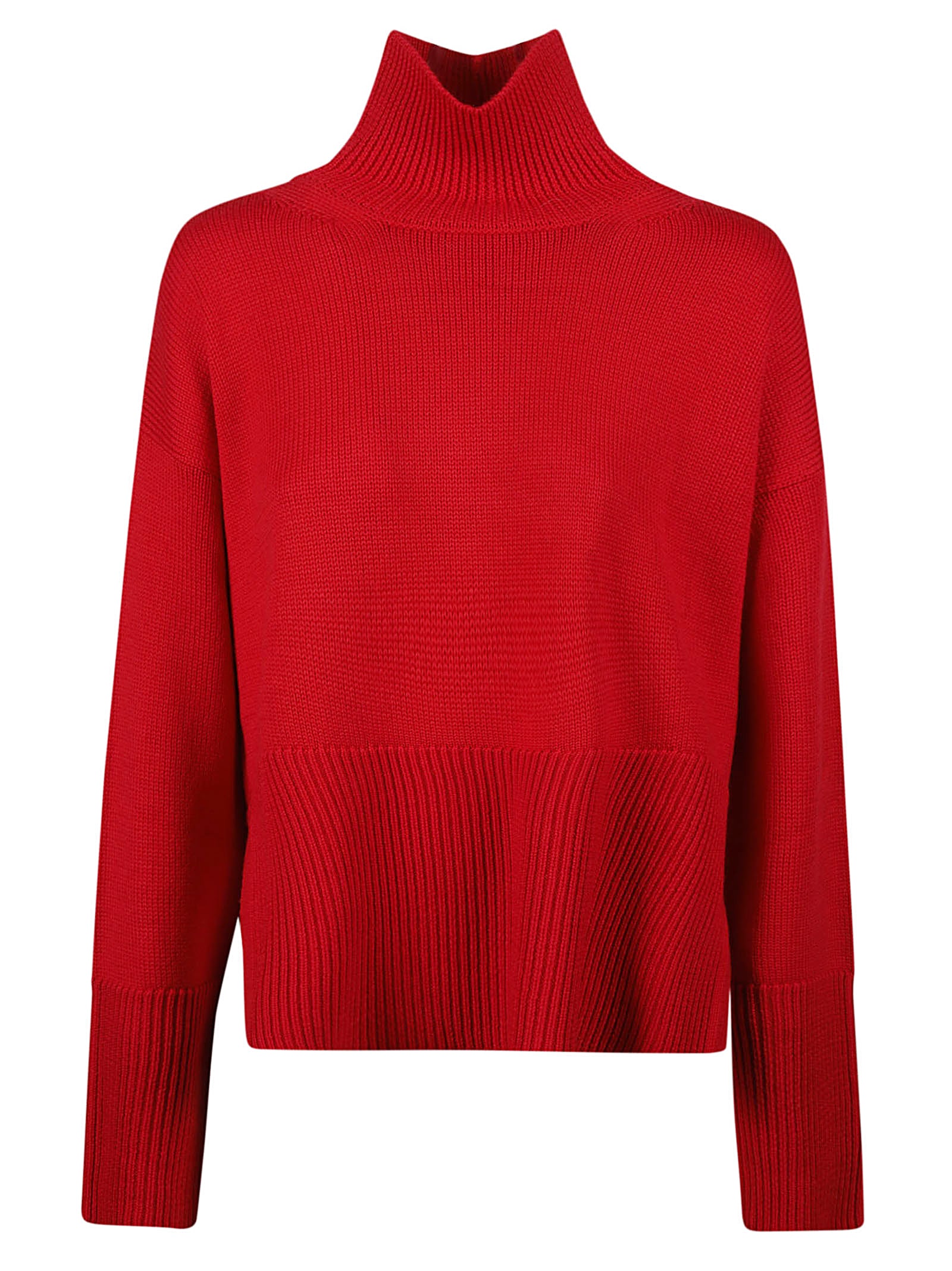 Shop Dondup Side Slit Rollneck Pullover In Red