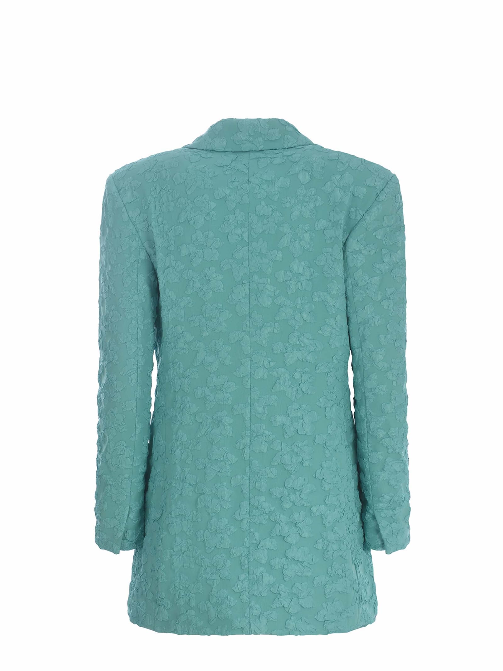 Shop Rotate Birger Christensen Jacket Dress Rotate Made Of 3d Jacquard In Turquoise