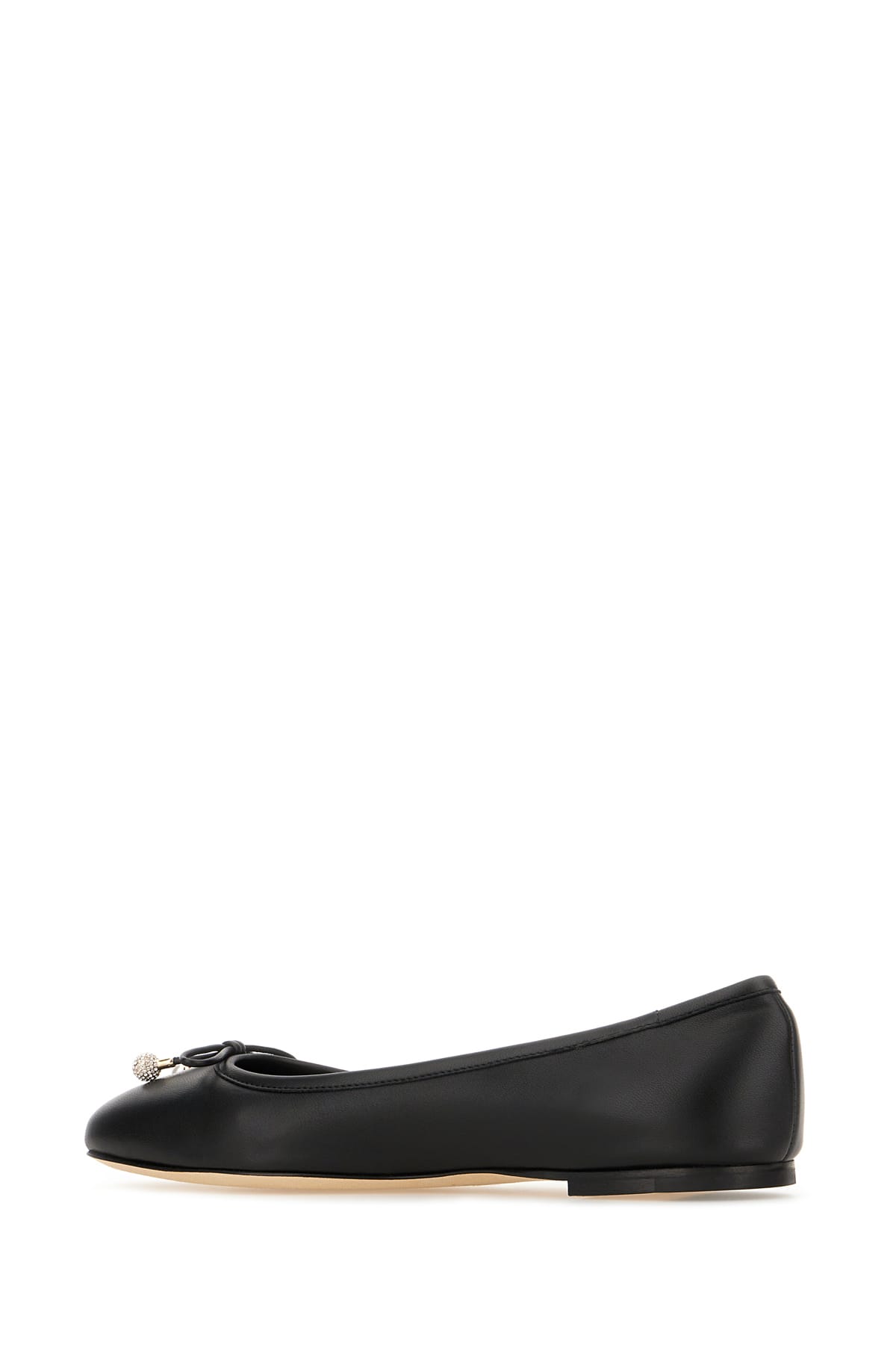 Shop Jimmy Choo Black Nappa Leather Ballerinas