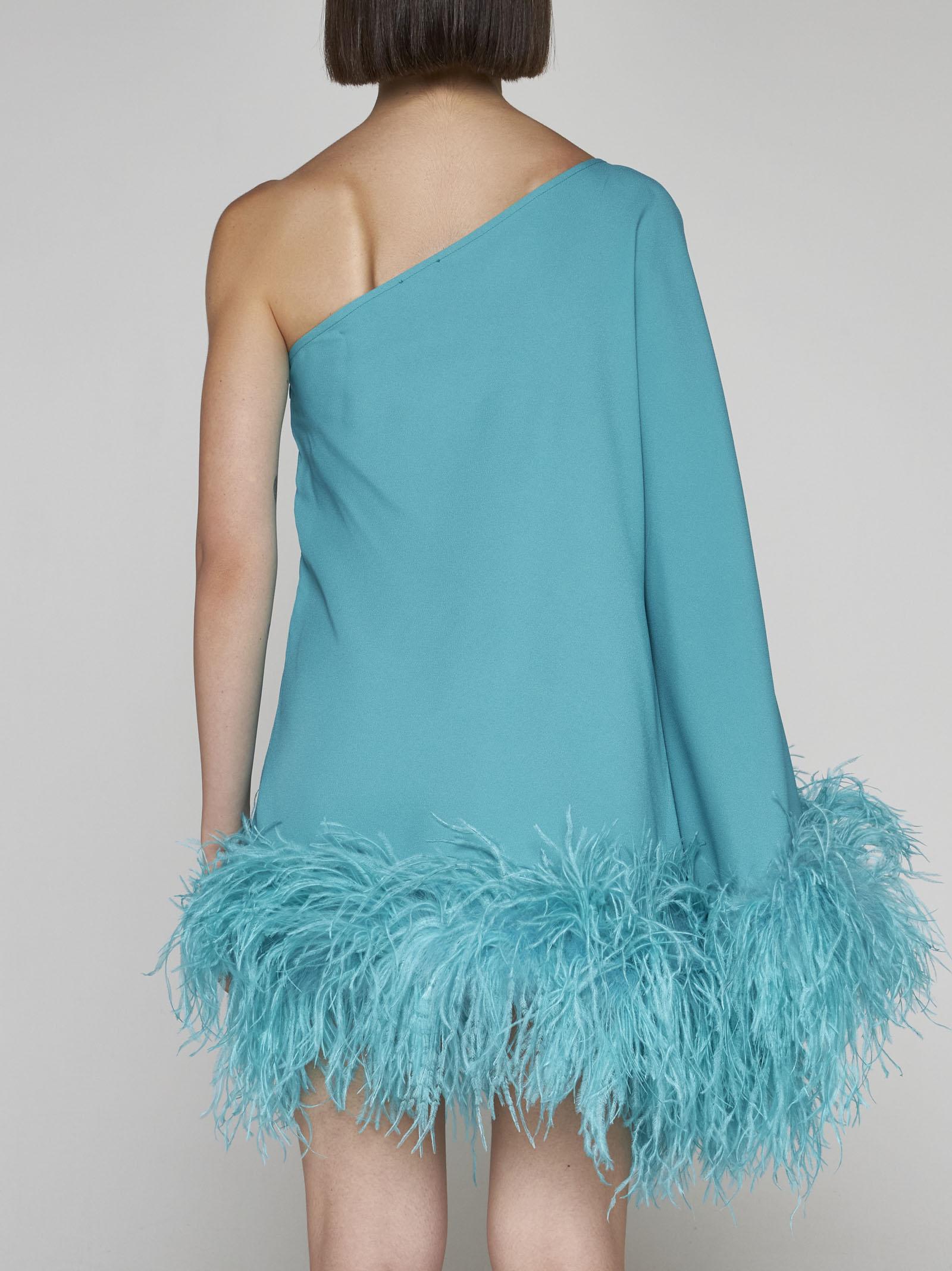 Shop Taller Marmo Ubud Feathered Viscose-blend Dress In Clear Blue