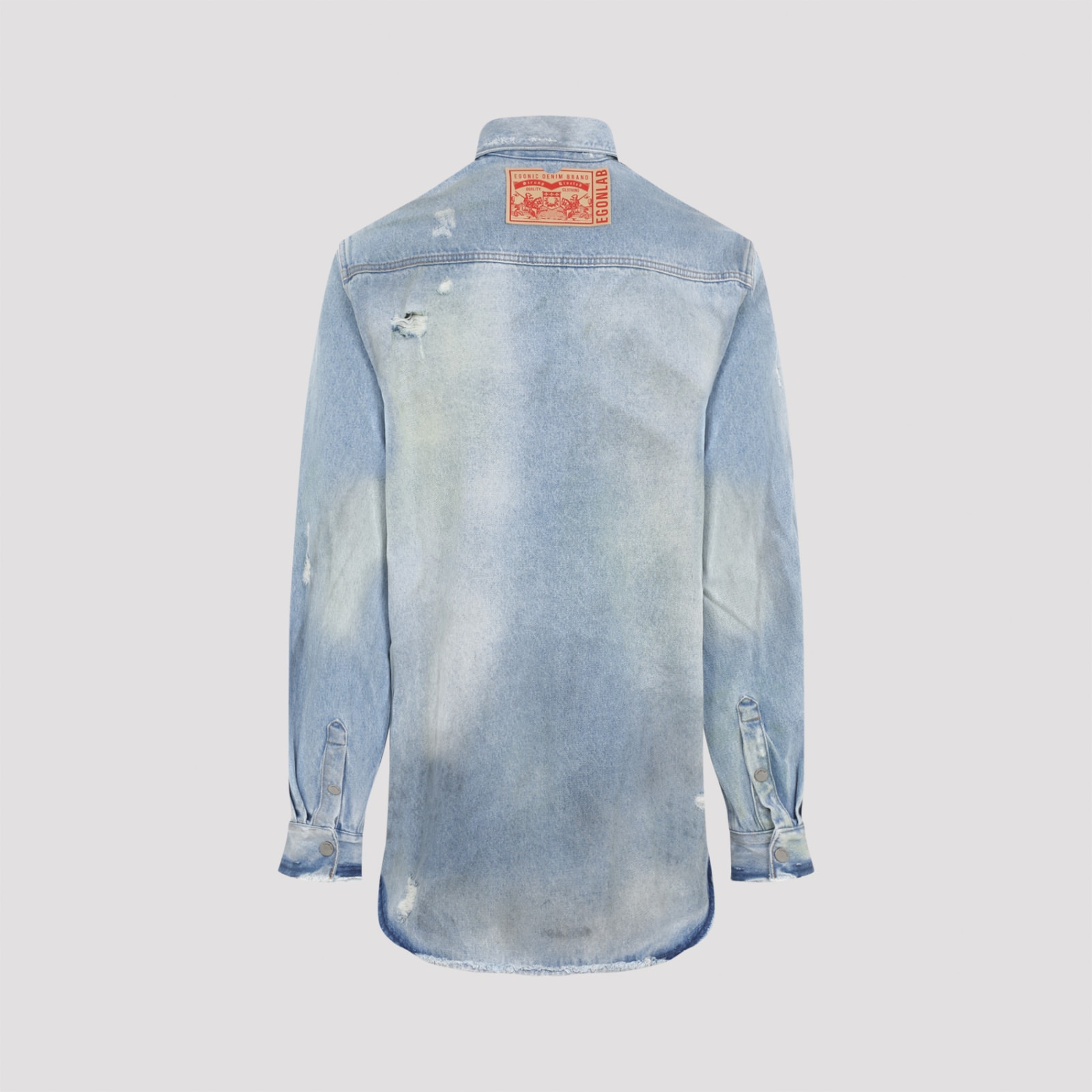 Shop Egonlab Denim Overshirt In Denim Blue