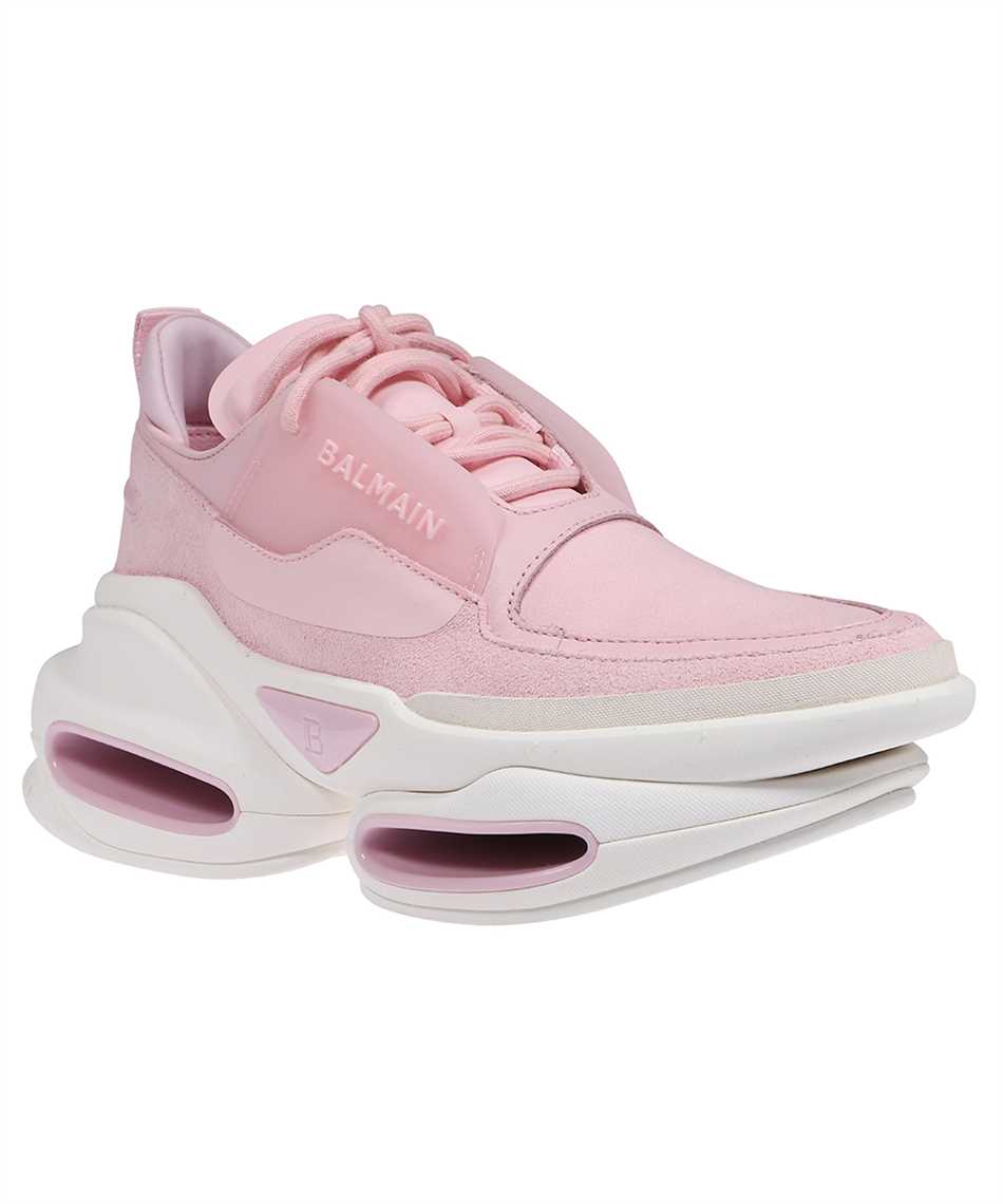 Shop Balmain Leather Mid-top Sneakers In Pink