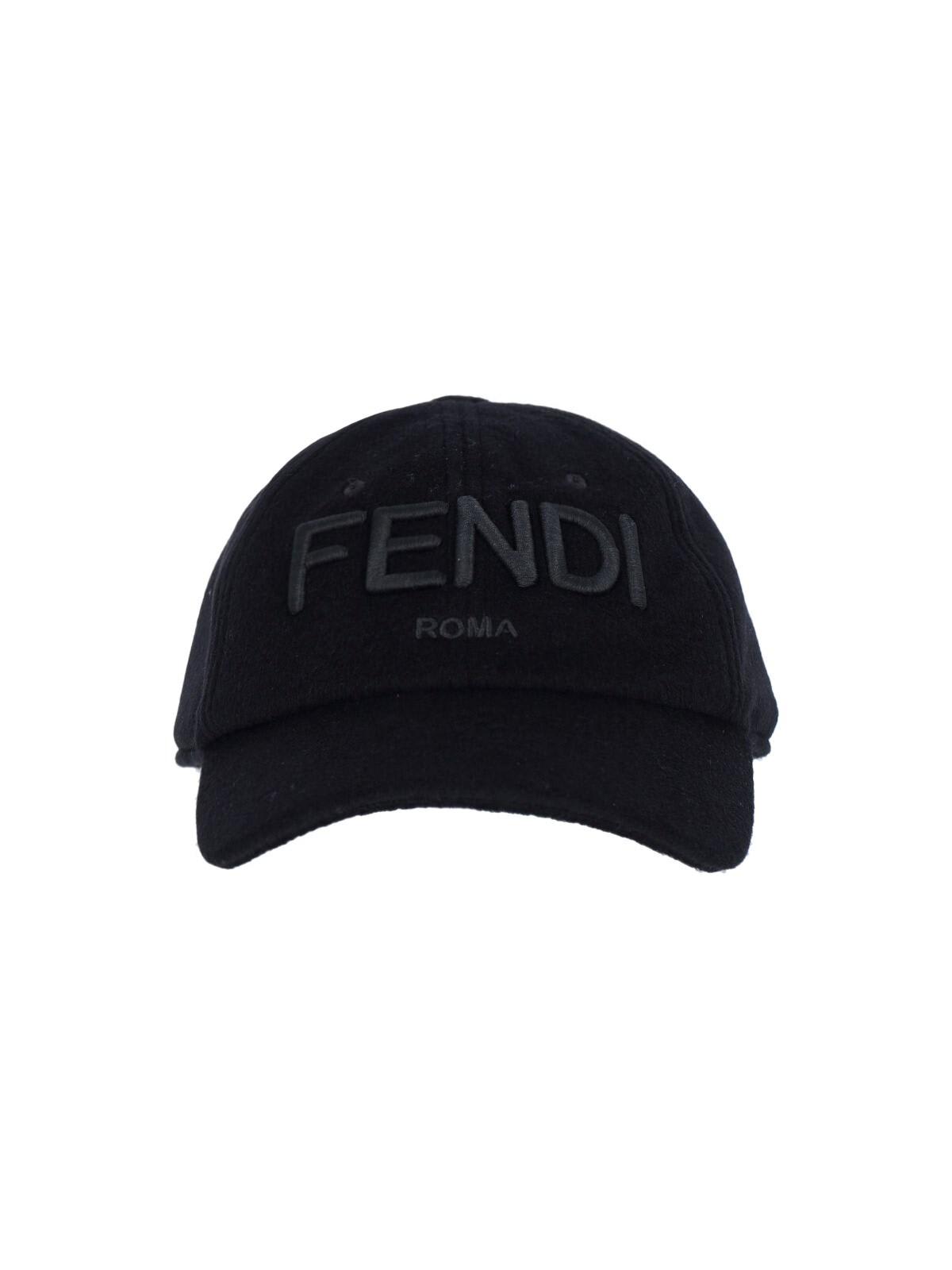Fendi Logo Baseball Cap In Black