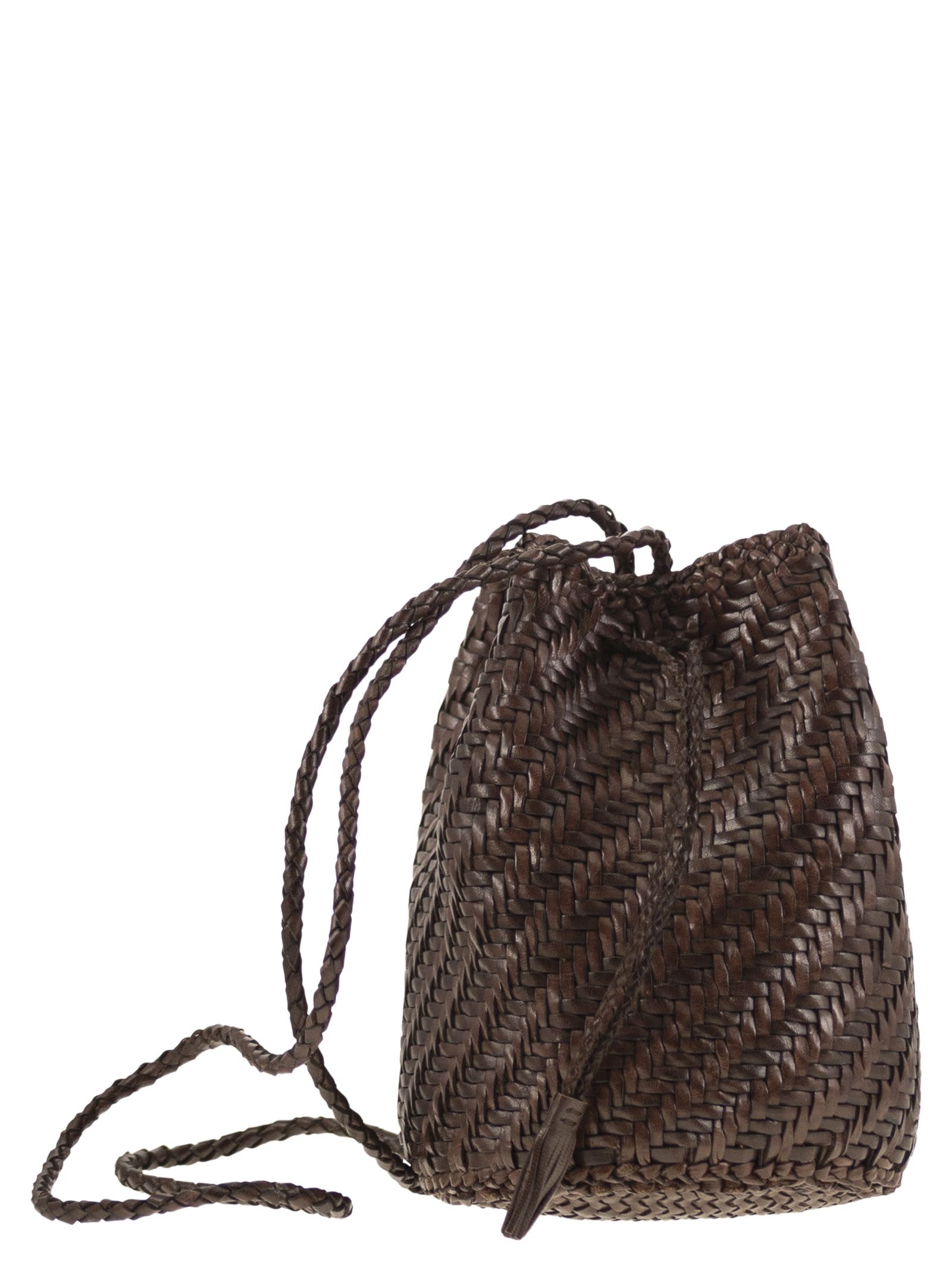 Dragon Diffusion Pompom Double Jump - Bucket Bag With Woven Leather