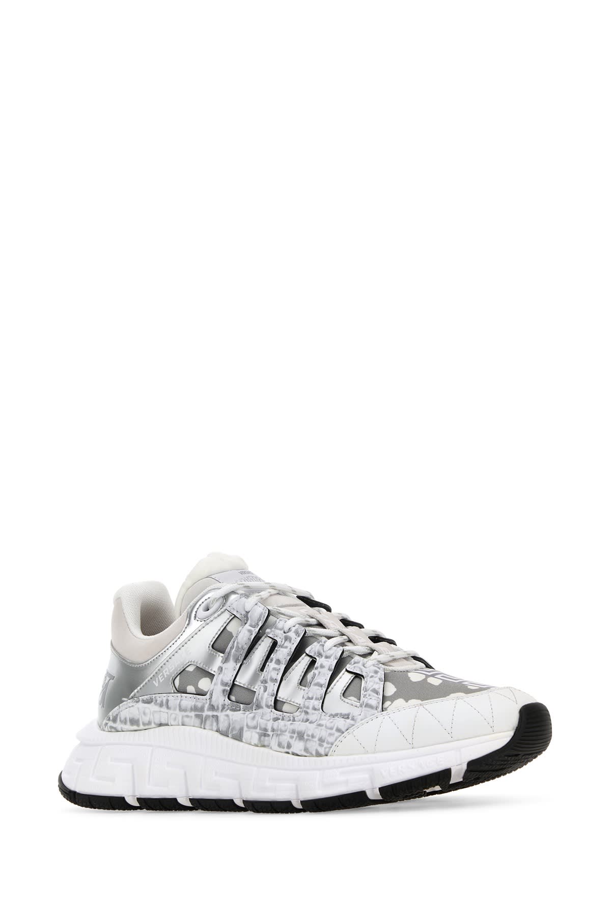 Shop Versace Sneakers In Whitesilver