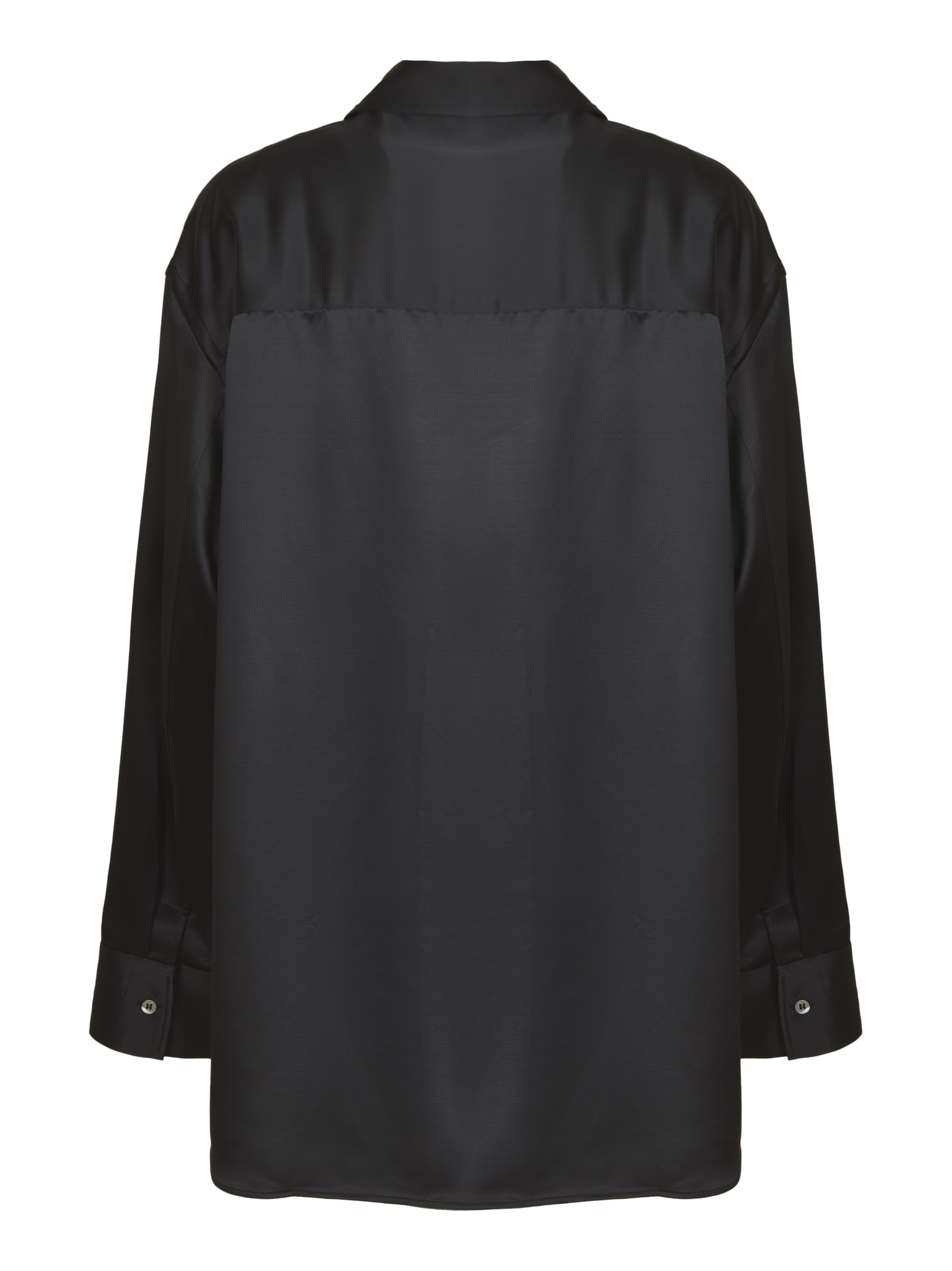 Shop Studio Nicholson Pointed Collar Plain Shirt In Black Ink