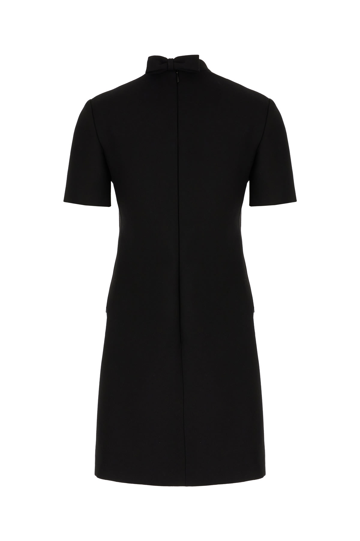 Shop Valentino Black Wool Mini Dress In Nero