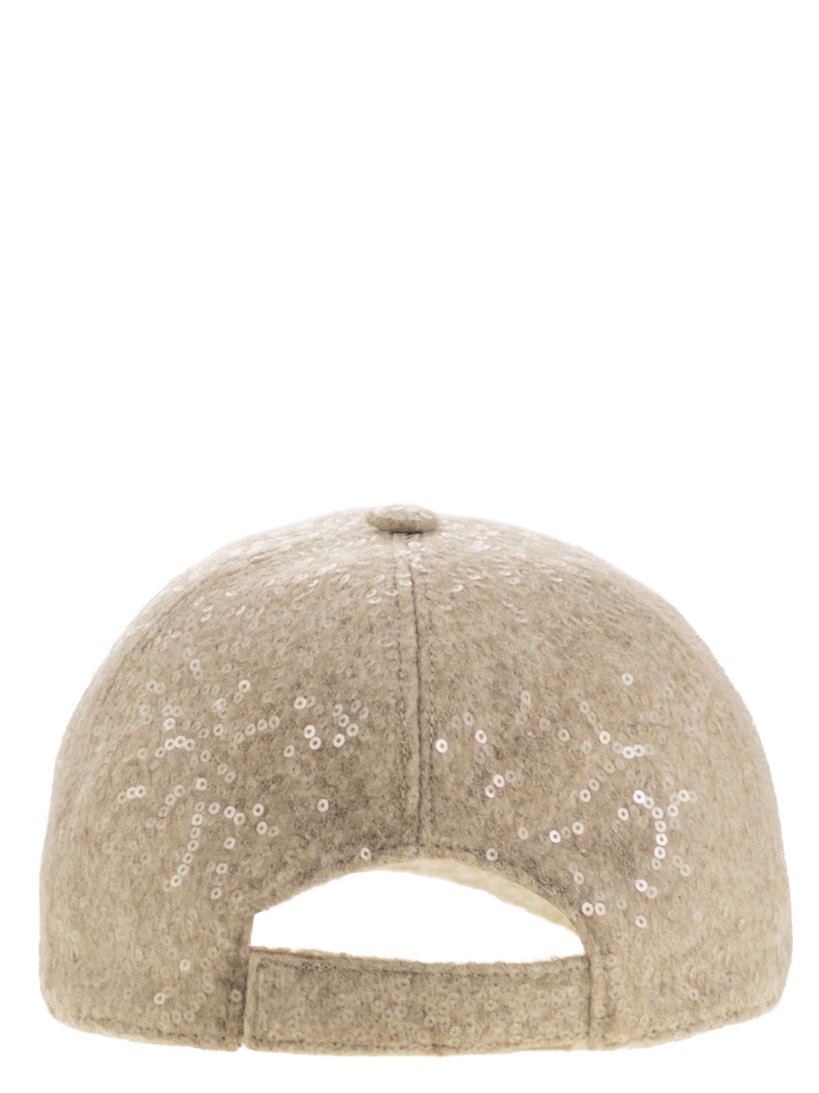 Peserico Sequinned Baseball Cap In Neutral