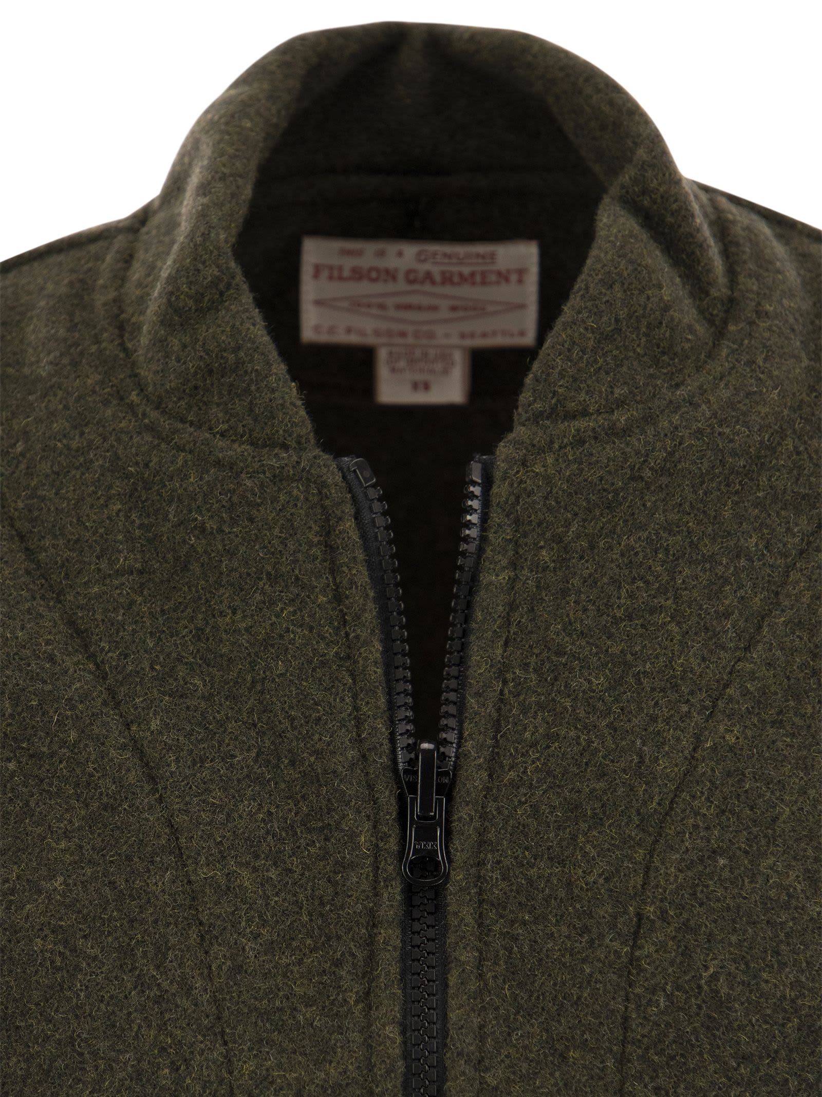 Shop Filson Wool Waistcoat In Olive Green