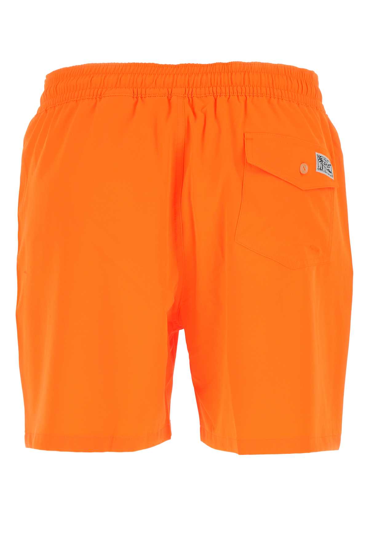 Shop Polo Ralph Lauren Fluo Orange Stretch Polyester Swimming Shorts In 037