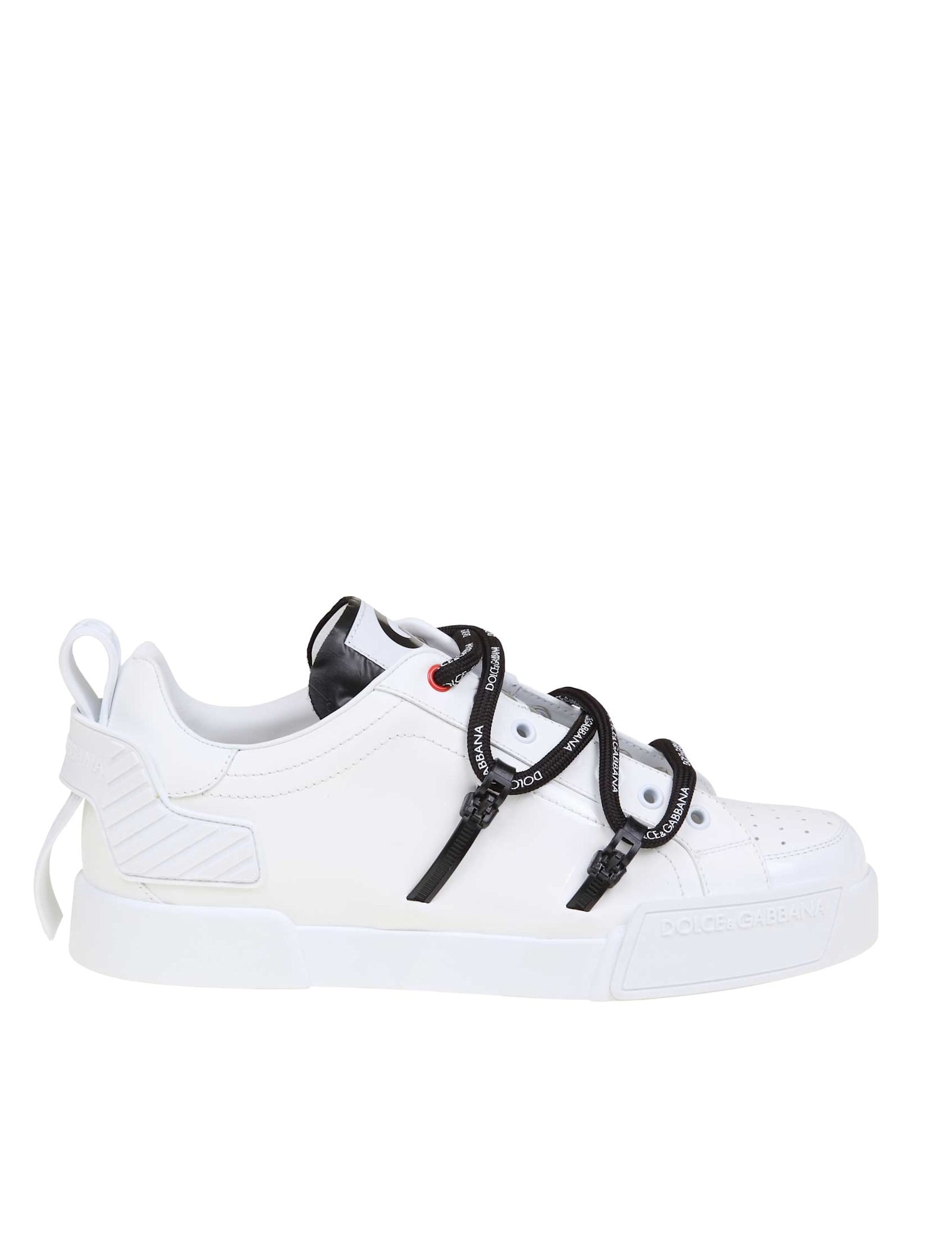 Shop Dolce & Gabbana Portofino Sneakers In Calfskin And White Paint In White/black