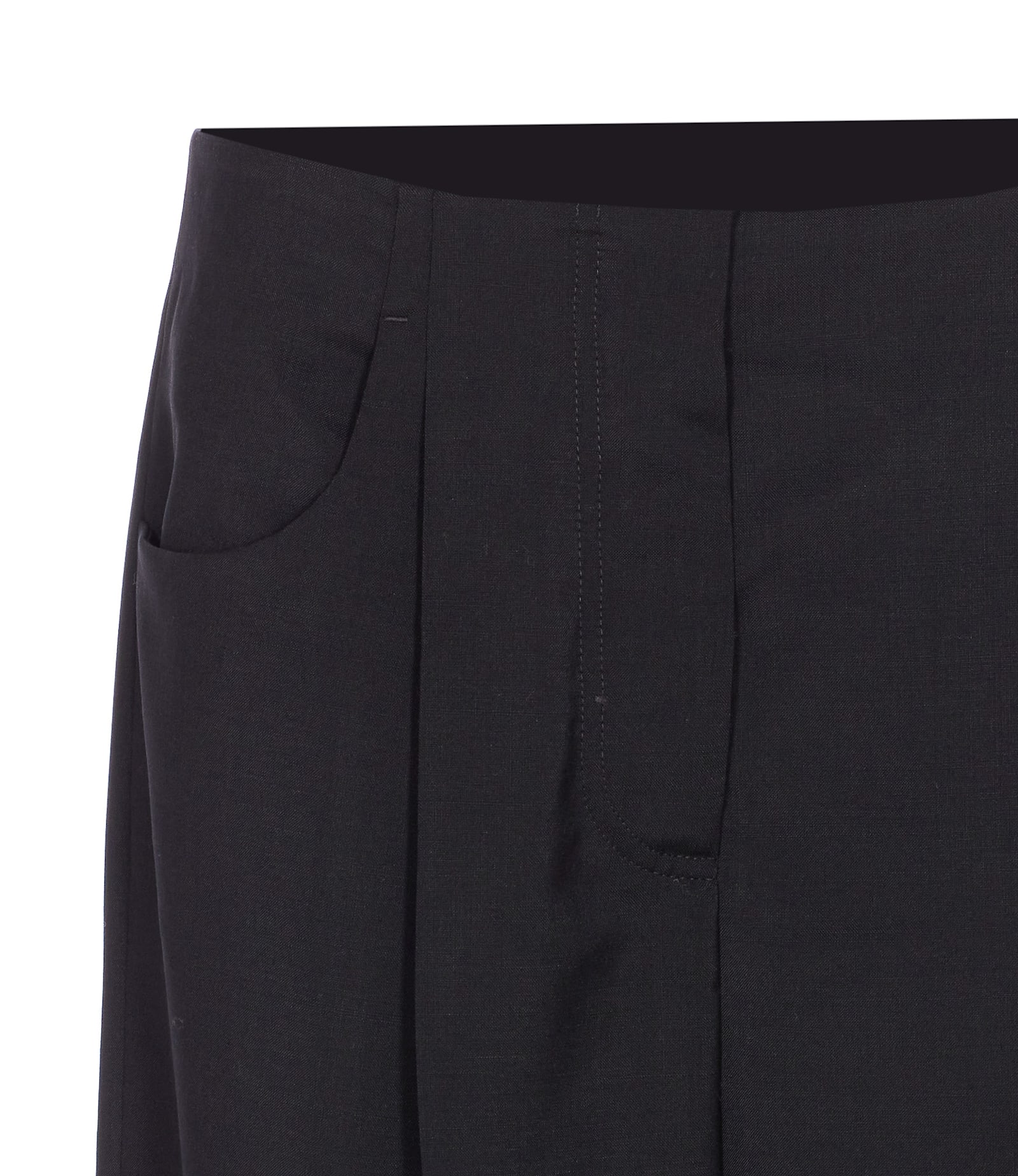 Fendi Women Black Wool And Mohair Wide-leg Trousers In Black