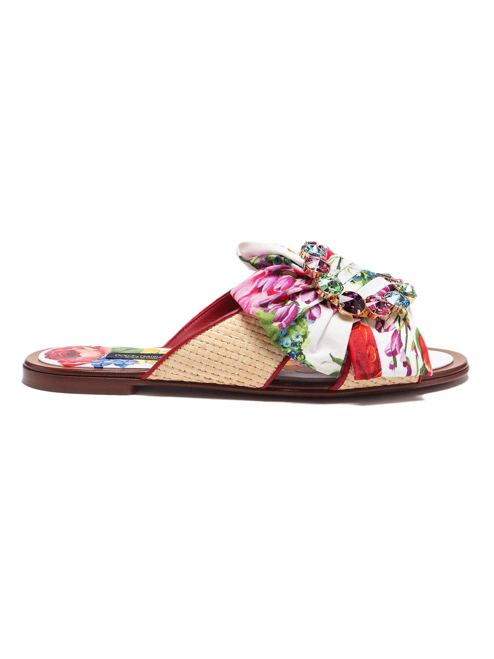 DOLCE & GABBANA FLAT SANDAL FLOWERS,11205580