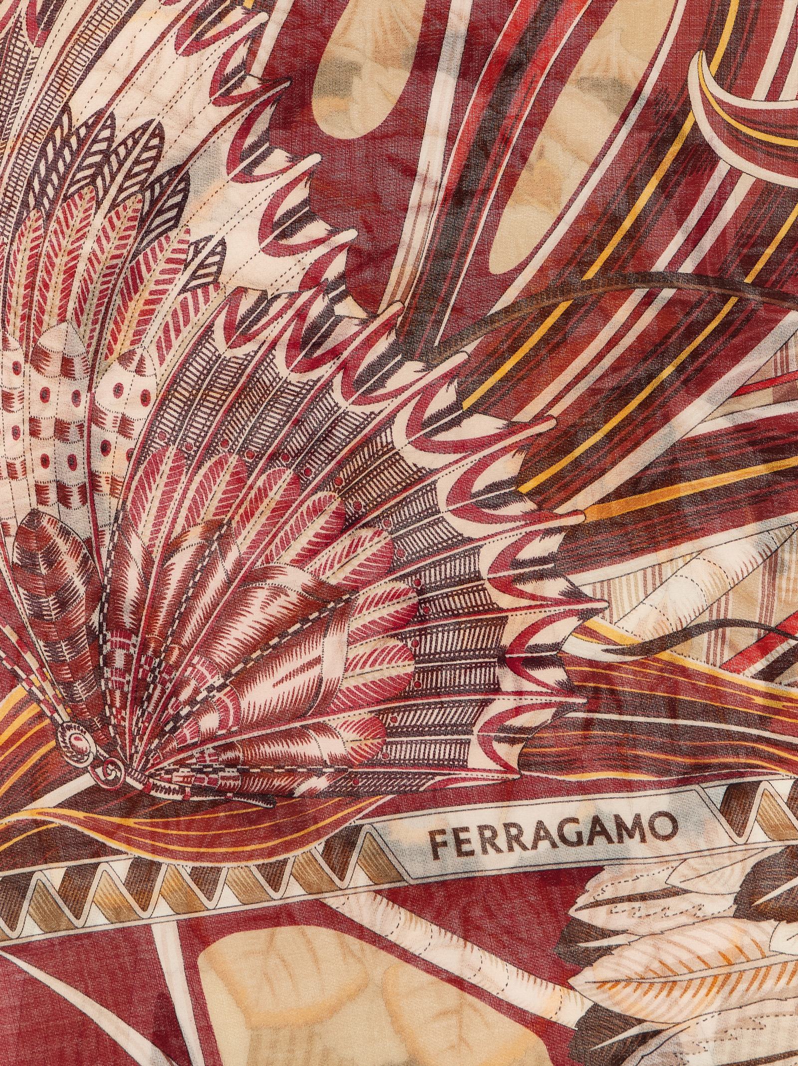 Ferragamo Lightweight Fringed Shawl Named Giada In Multi