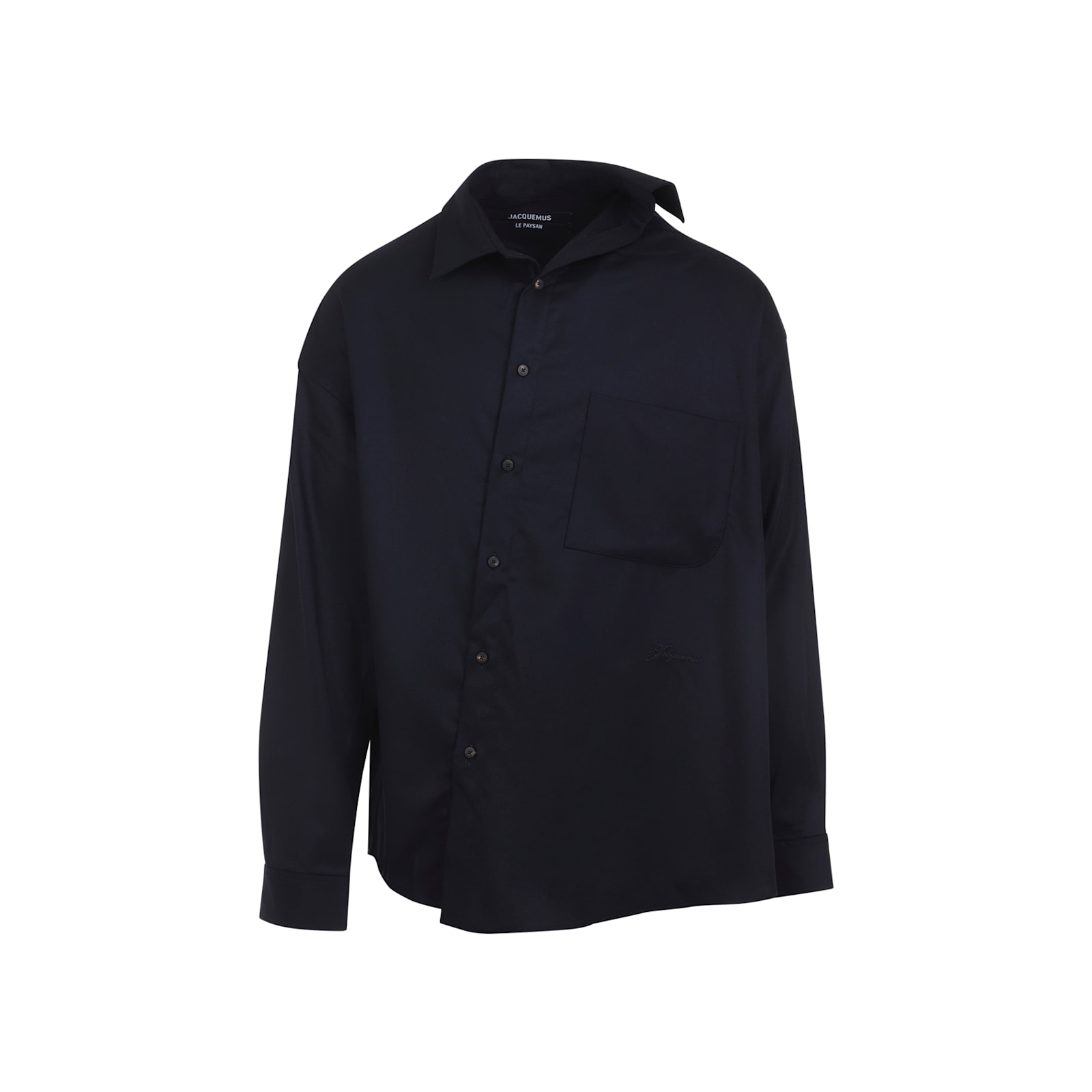 Jacquemus Long Sleeve Checkered Shirt Chest Pocket In Blue