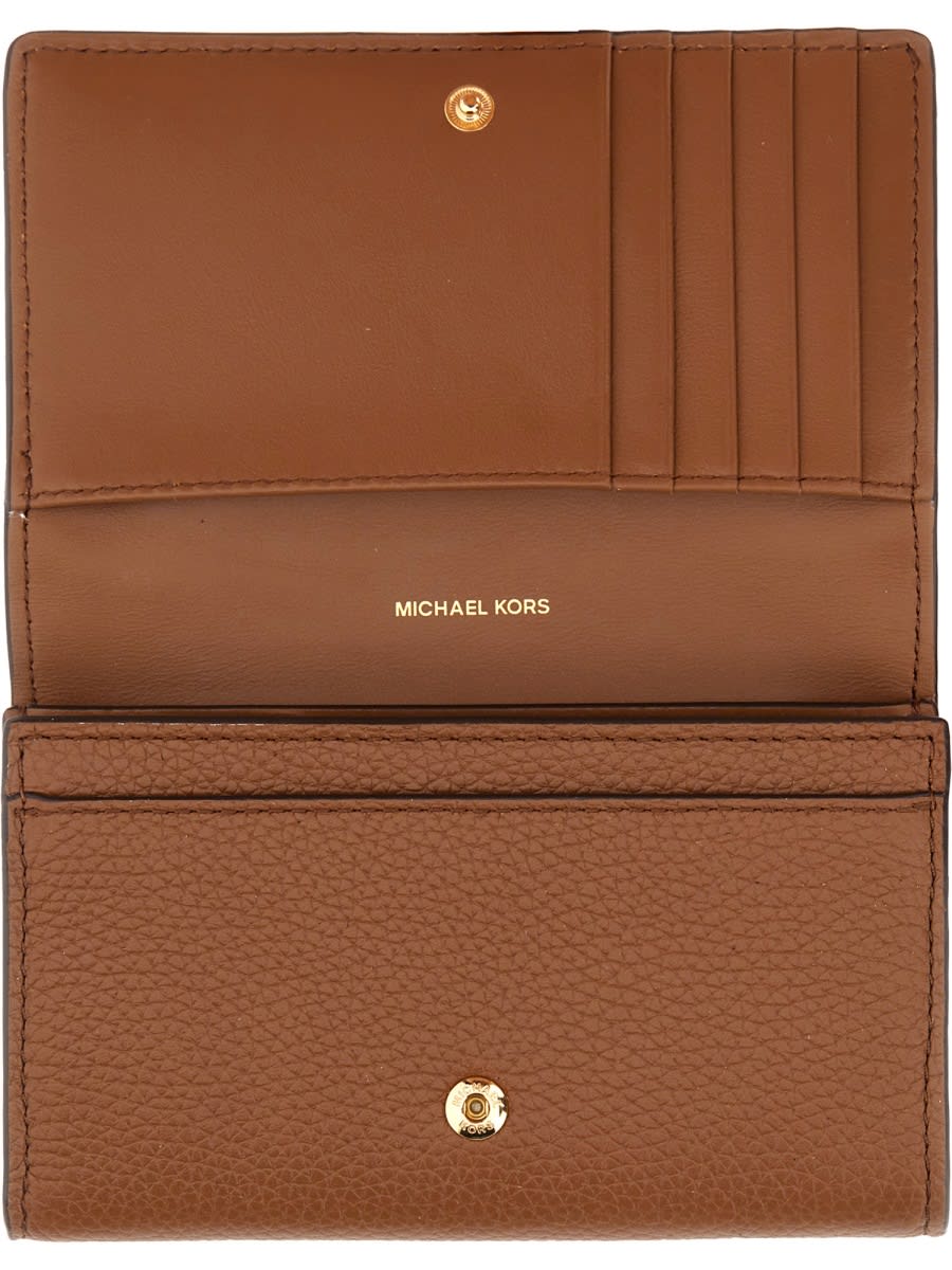 Michael Kors Textured Pebbled Leather Wallet In Brown
