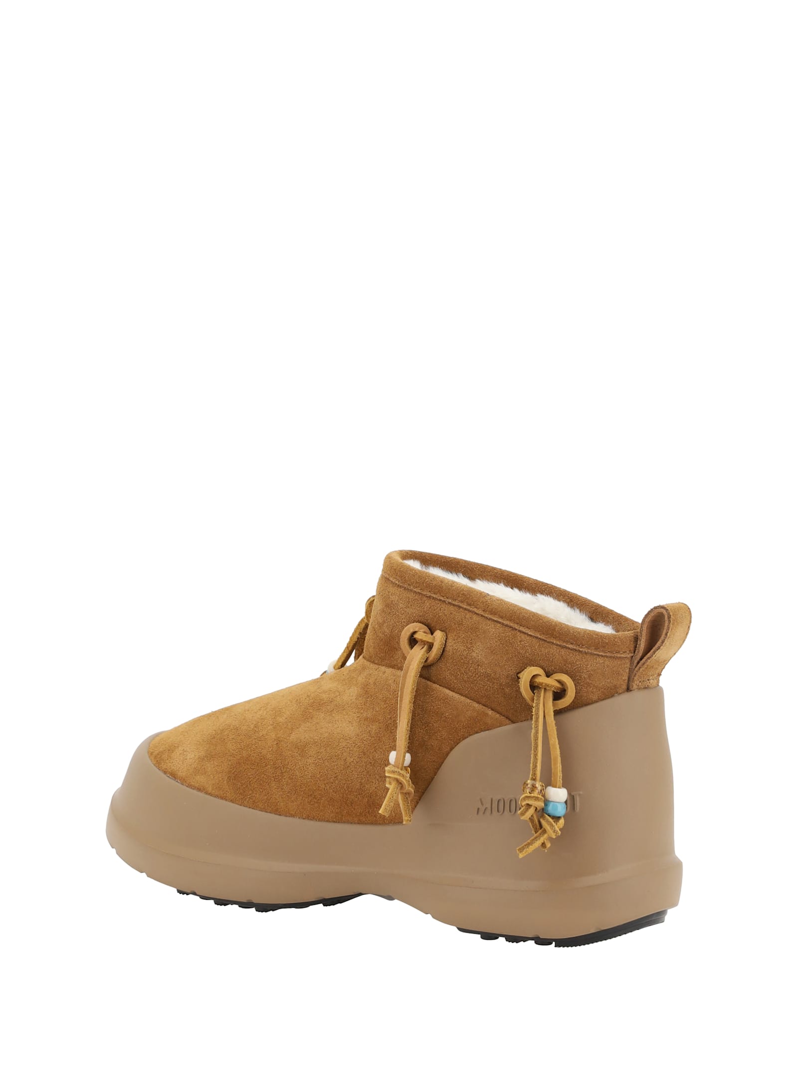 Moon Boot Mb Luna Low Suede Low Heels Ankle Boots In Leather Color Suede In Cognac