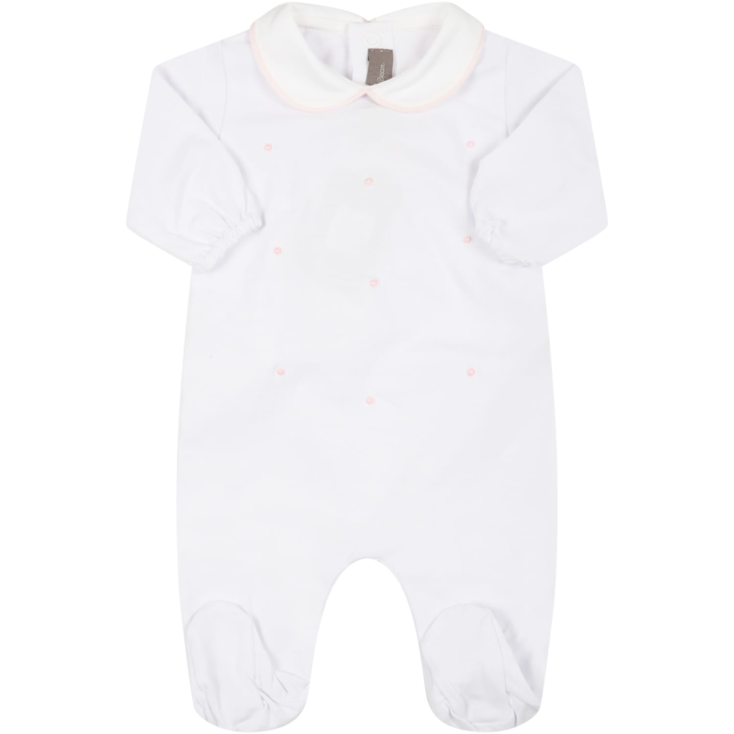 Little Bear White Babygrow For Baby Girl With Polka-dots